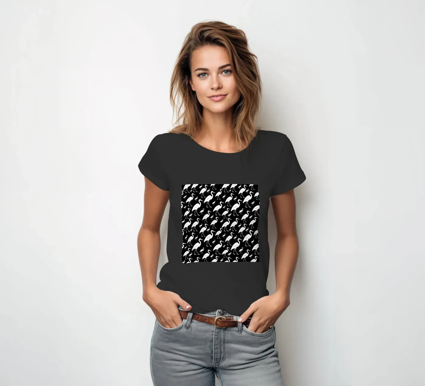 Egrets pattern t-shirt da donna da baobabprintstore
