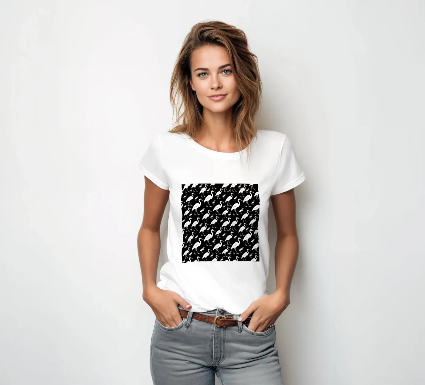 Egrets pattern t-shirt da donna da baobabprintstore