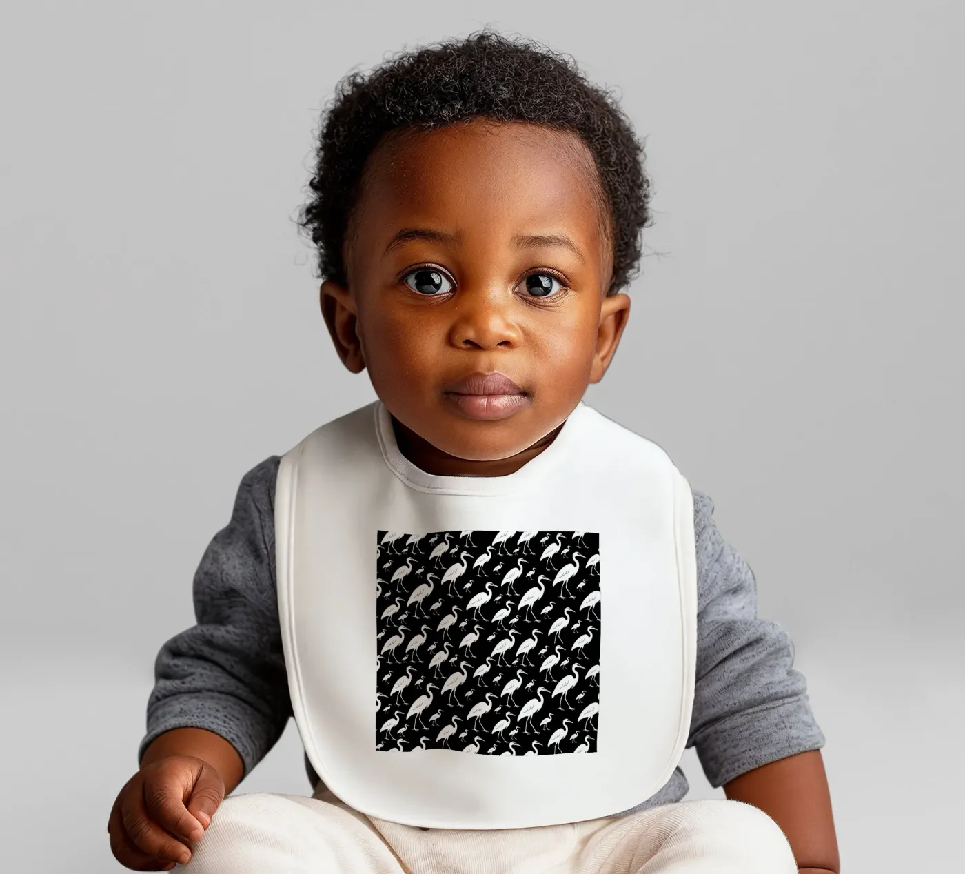 Egrets pattern baby bib by baobabprintstore