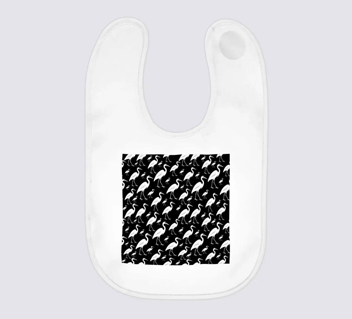 Egrets pattern baby bib by baobabprintstore