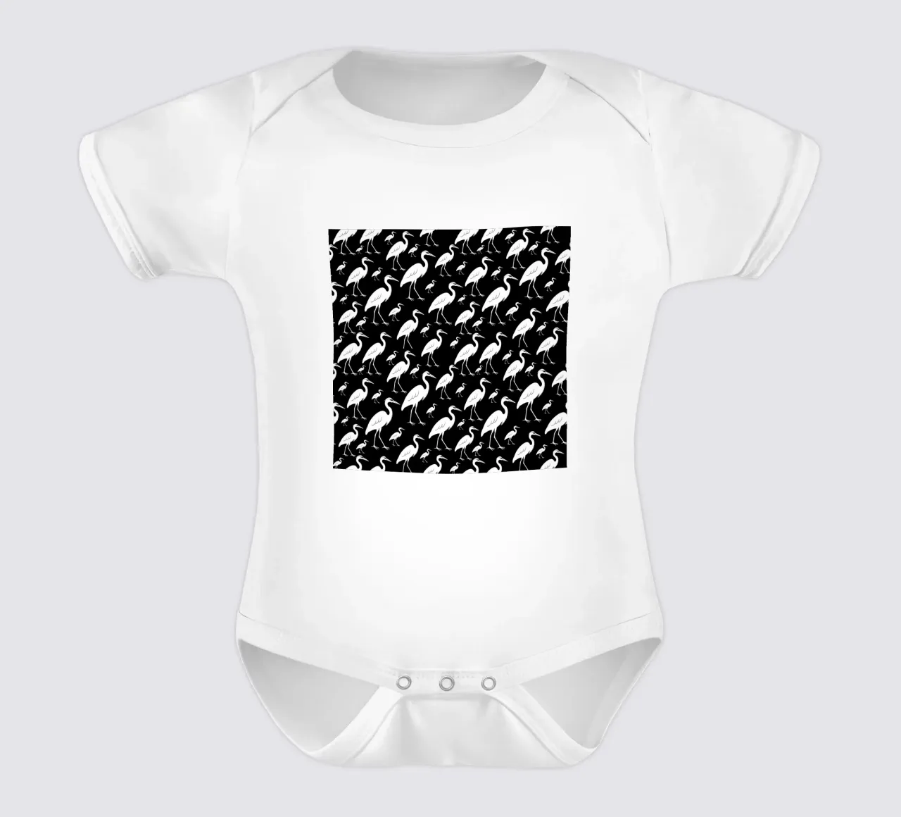 Egrets pattern body neonato maniche corte da baobabprintstore