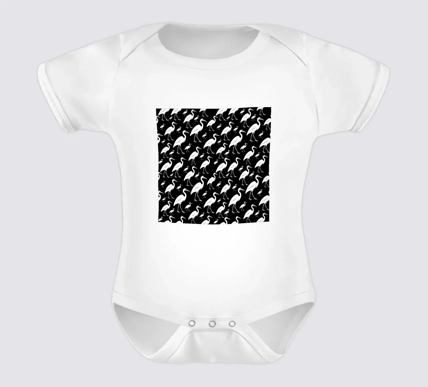 Egrets pattern body neonato maniche corte da baobabprintstore