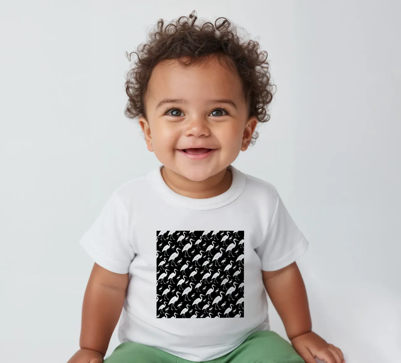 Egrets pattern maglietta neonato da baobabprintstore