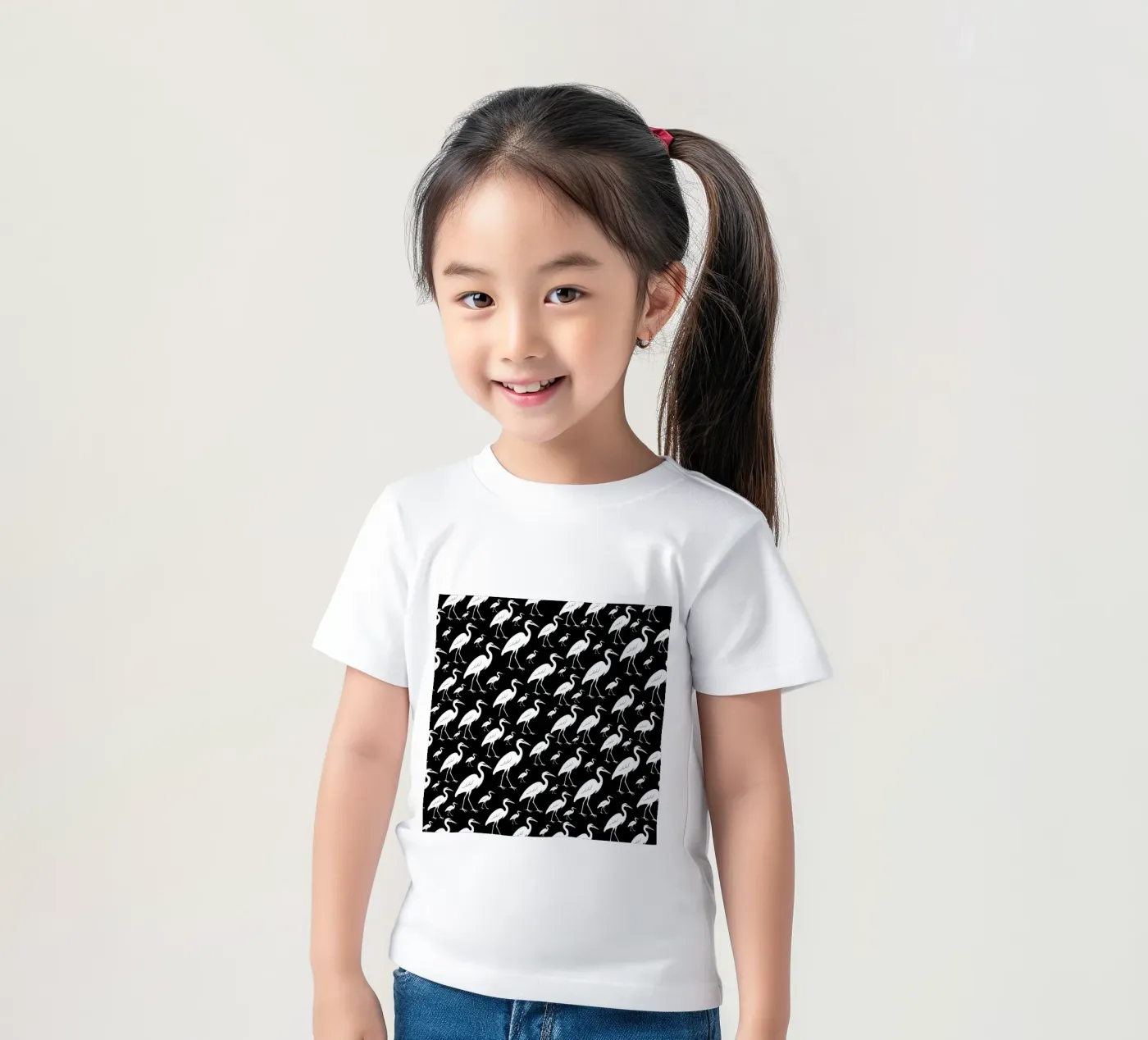 Egrets pattern kinder t-shirt van baobabprintstore