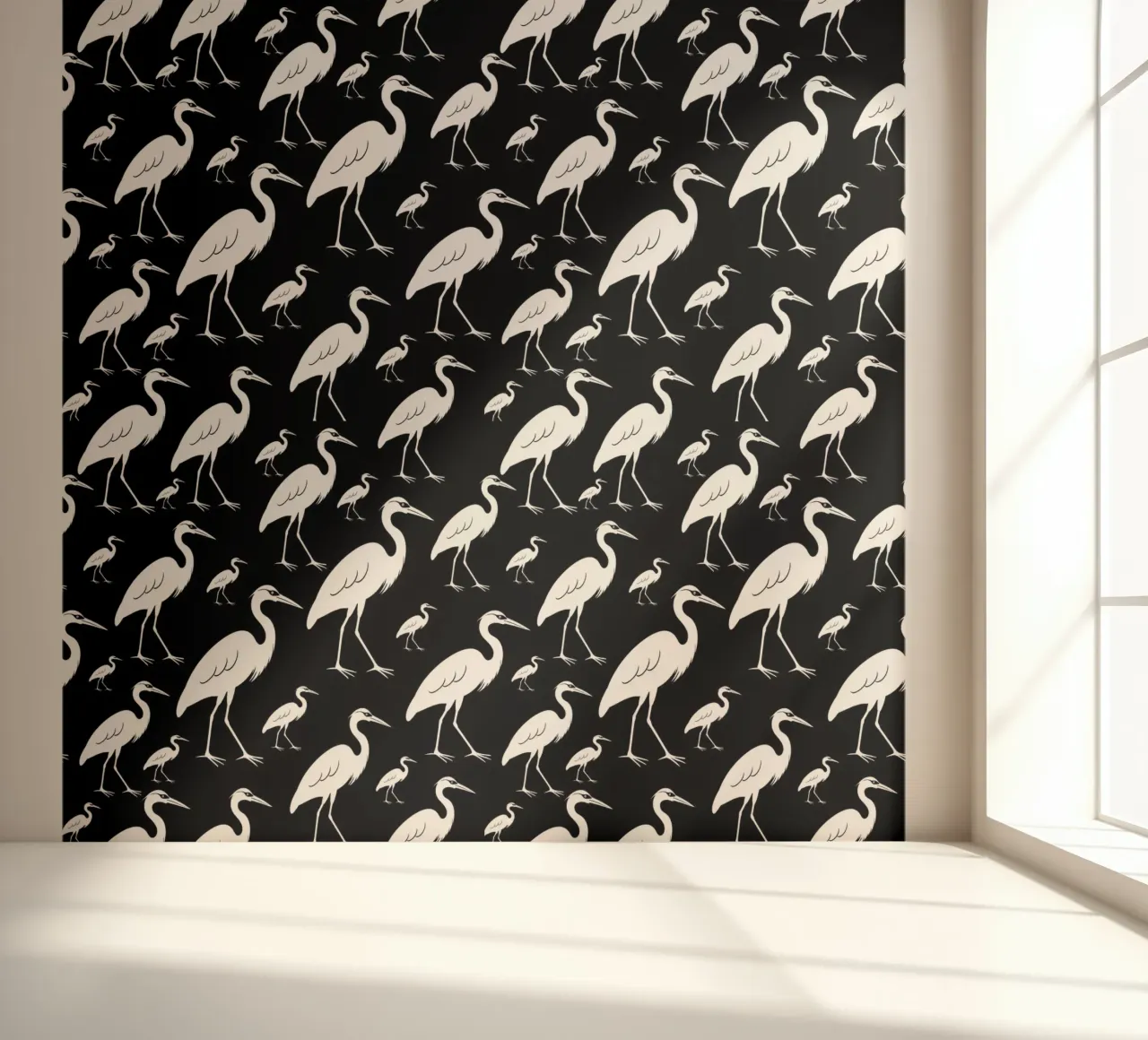 Egrets pattern fotobehang van baobabprintstore