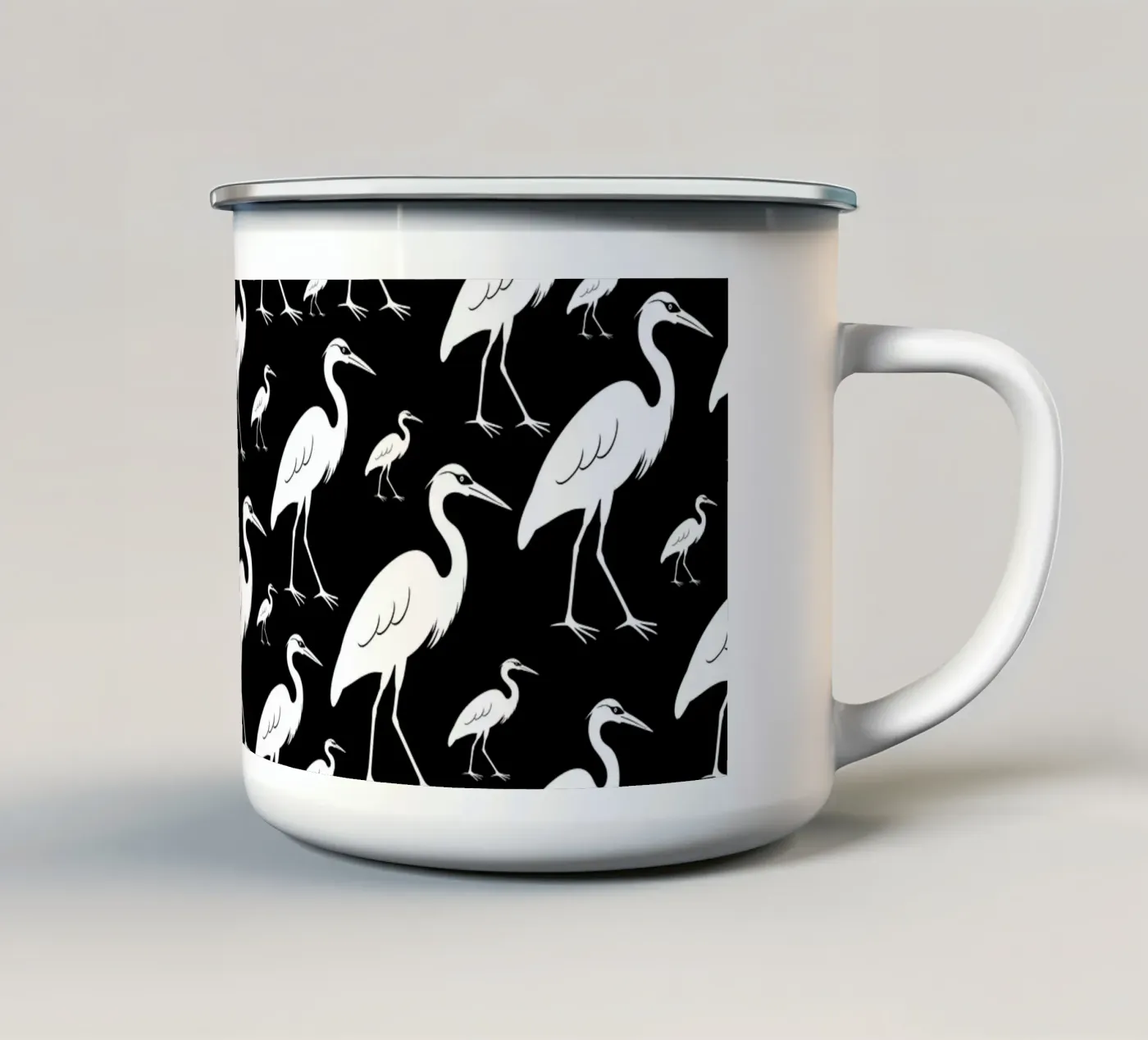 Egrets pattern tazza in smalto da baobabprintstore