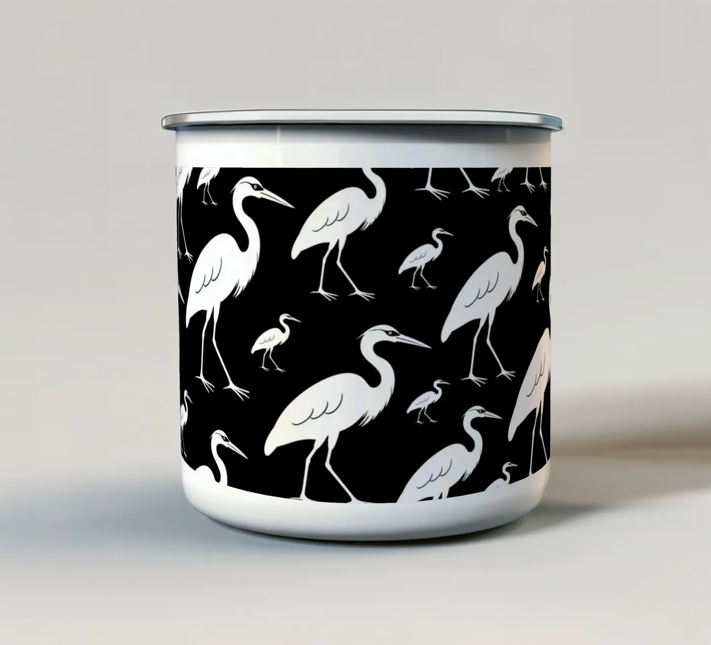 Egrets pattern enamel mug by baobabprintstore