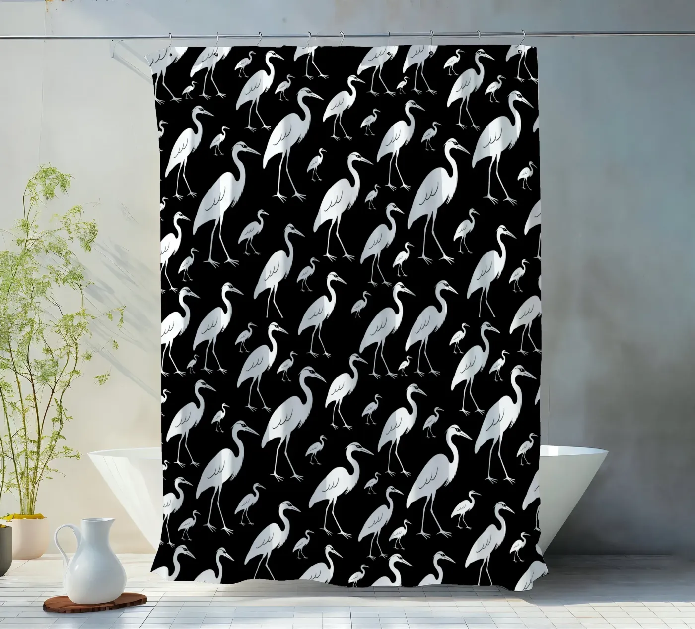 Egrets pattern shower curtain by baobabprintstore