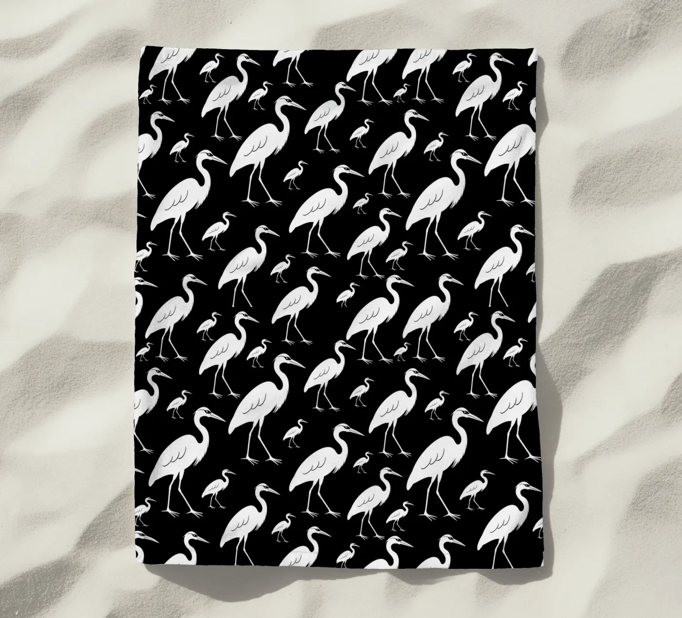 Egrets pattern telo mare da baobabprintstore