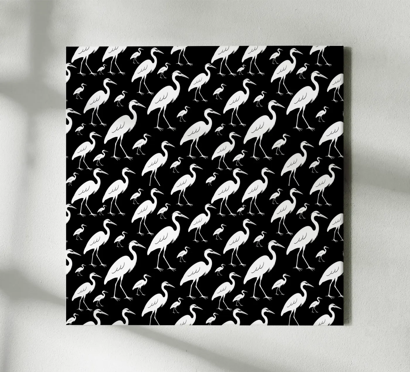 Egrets pattern canvas van baobabprintstore
