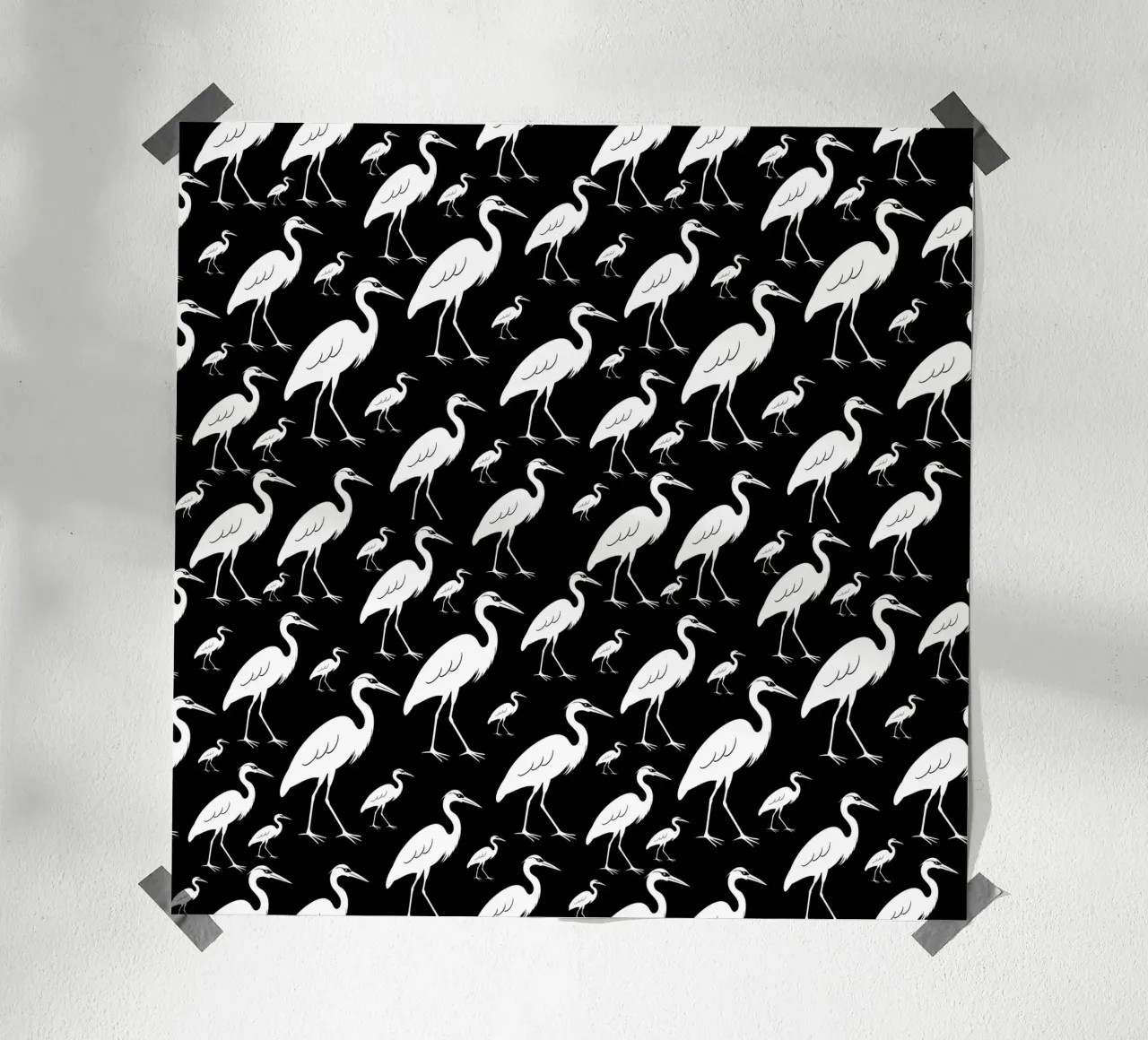 Egrets pattern carta hahnemühle da baobabprintstore