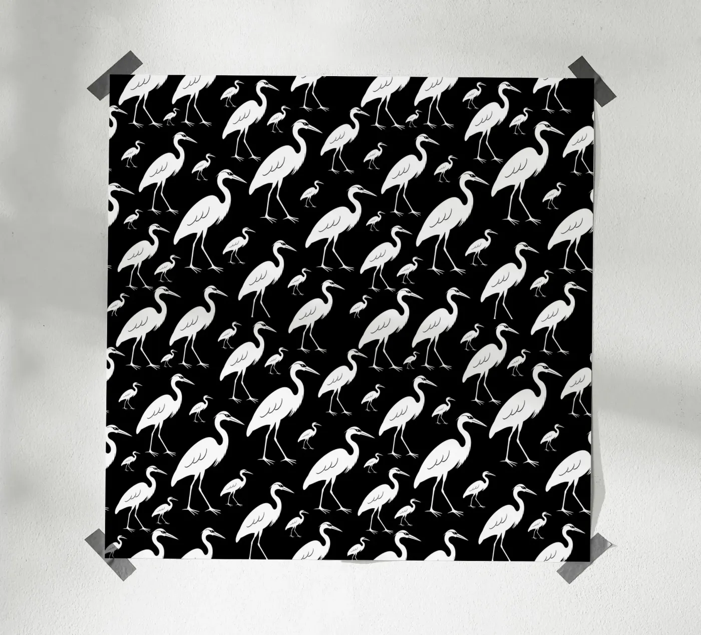 Egrets pattern poster van baobabprintstore