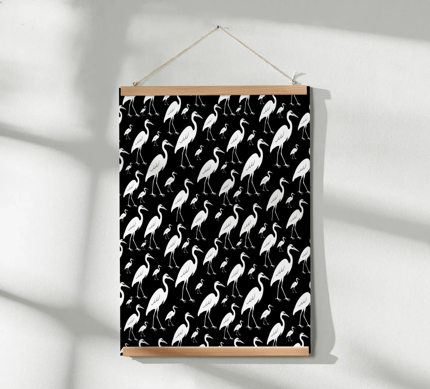 Egrets pattern poster van baobabprintstore