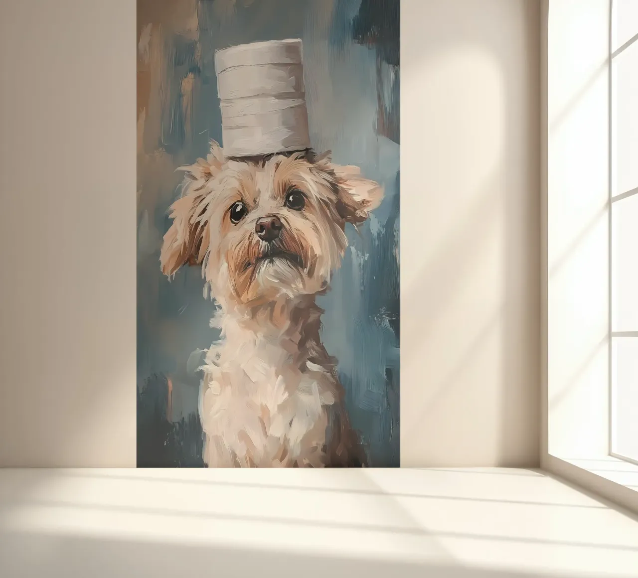 Chien avec chapeau en papier hygiénique papier peint photo de Ginnery