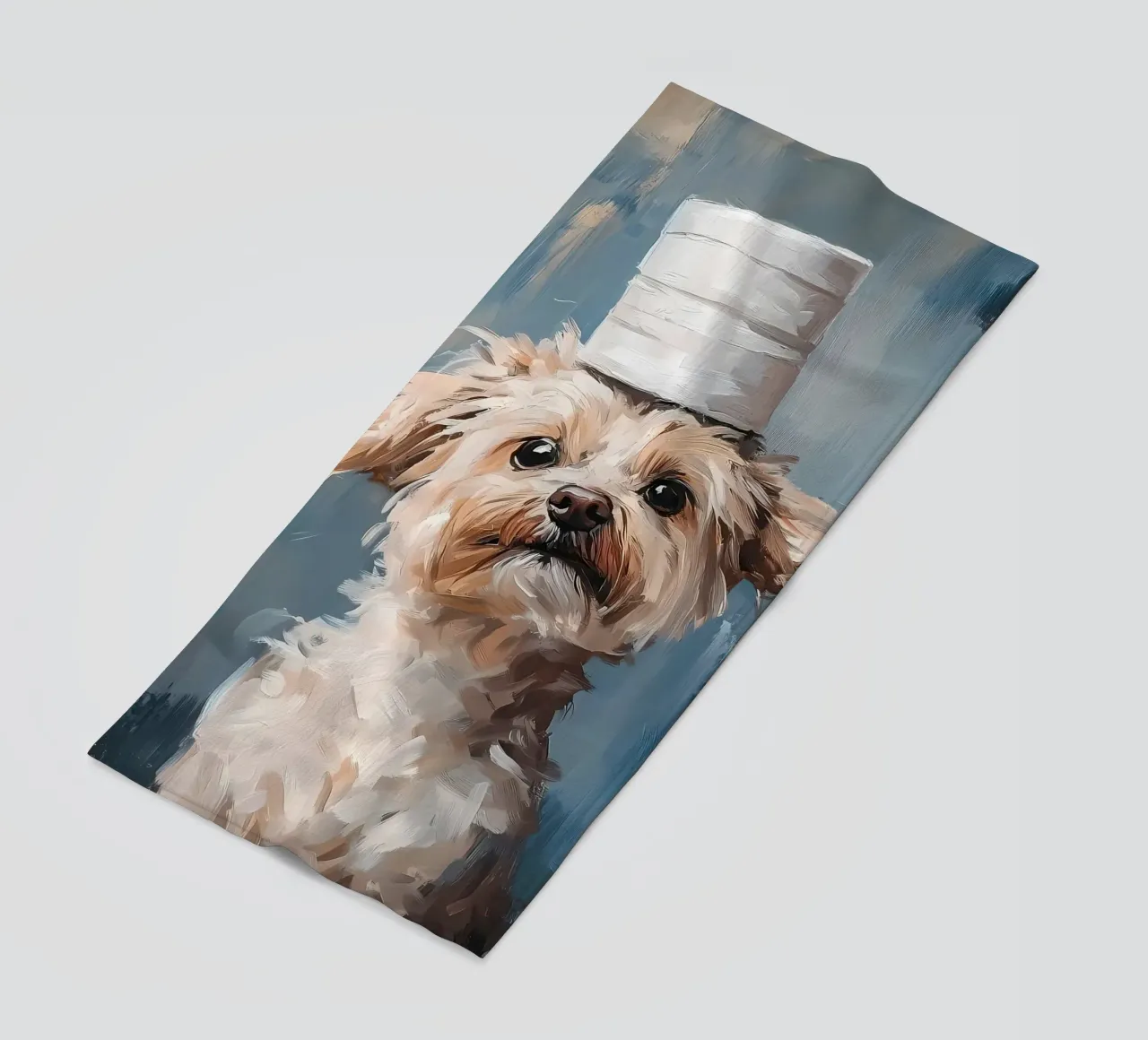 Hund mit Toilettenpapierhut Strandtuch von Ginnery
