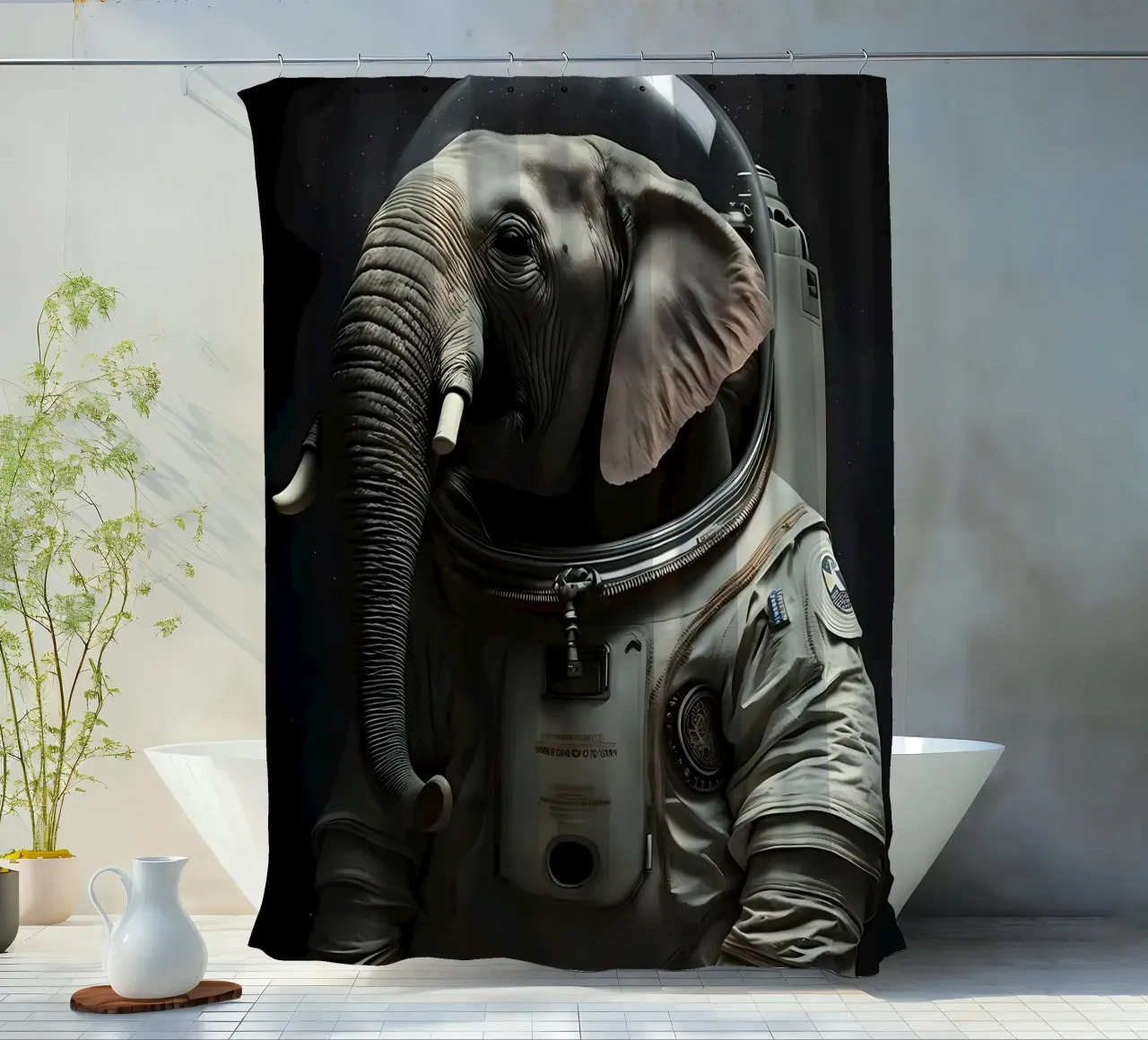 Elefante astronauta tenda da doccia da Mikesell