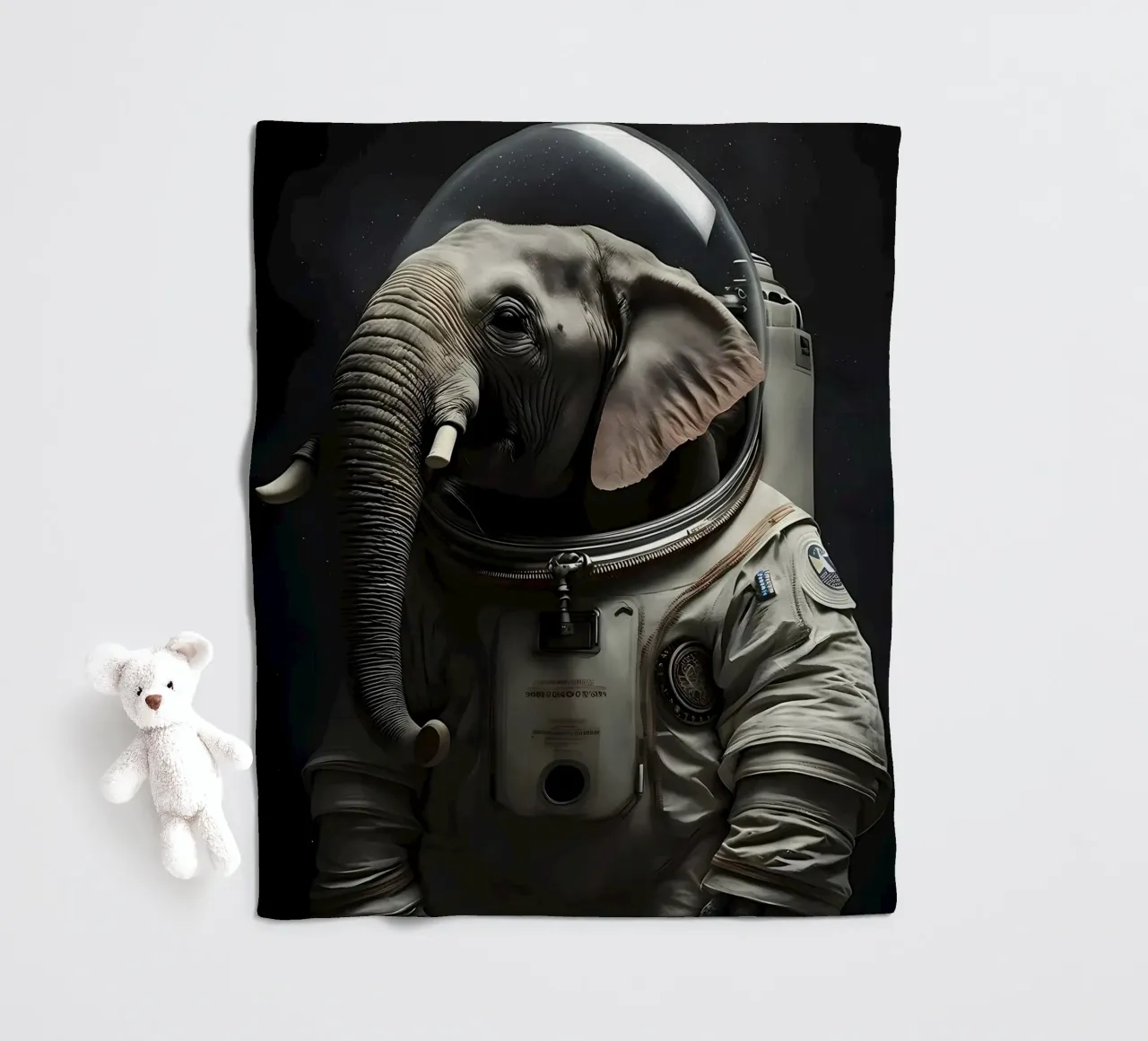 Astronaut Elephant fleece blanket by Mikesell