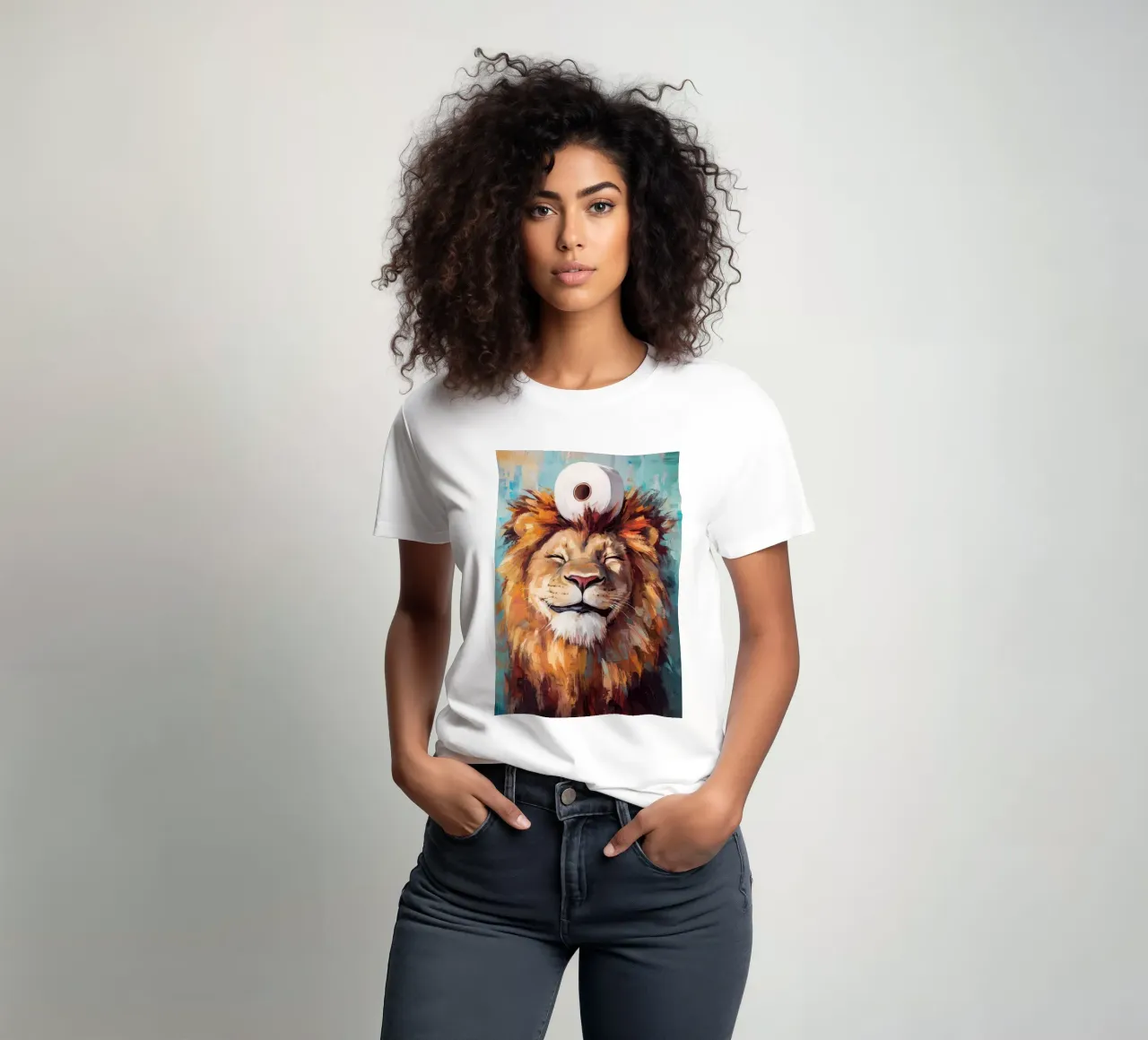 Lion with Toilet Paper t-shirt by Ginnery