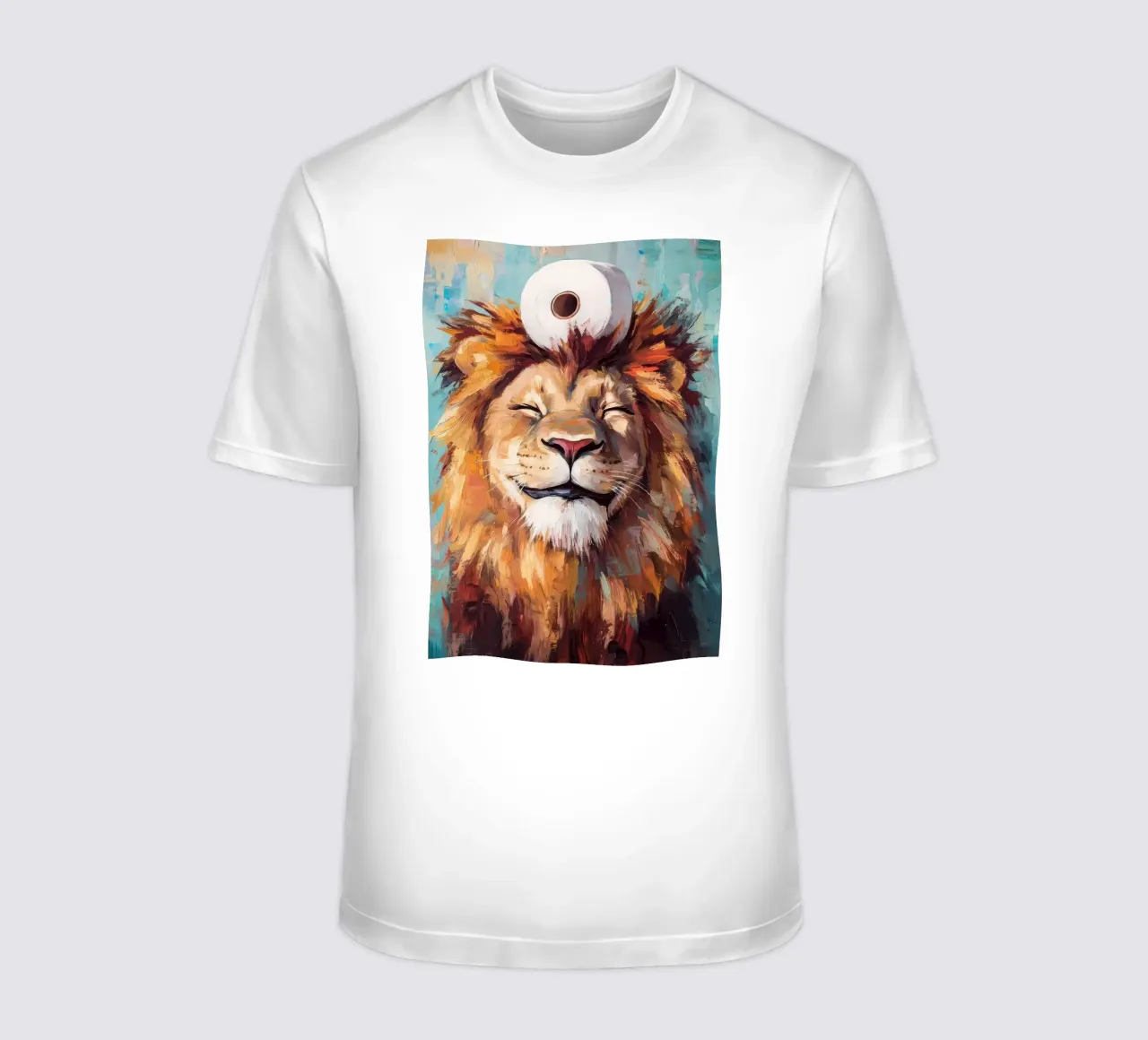Lion with Toilet Paper t-shirt by Ginnery