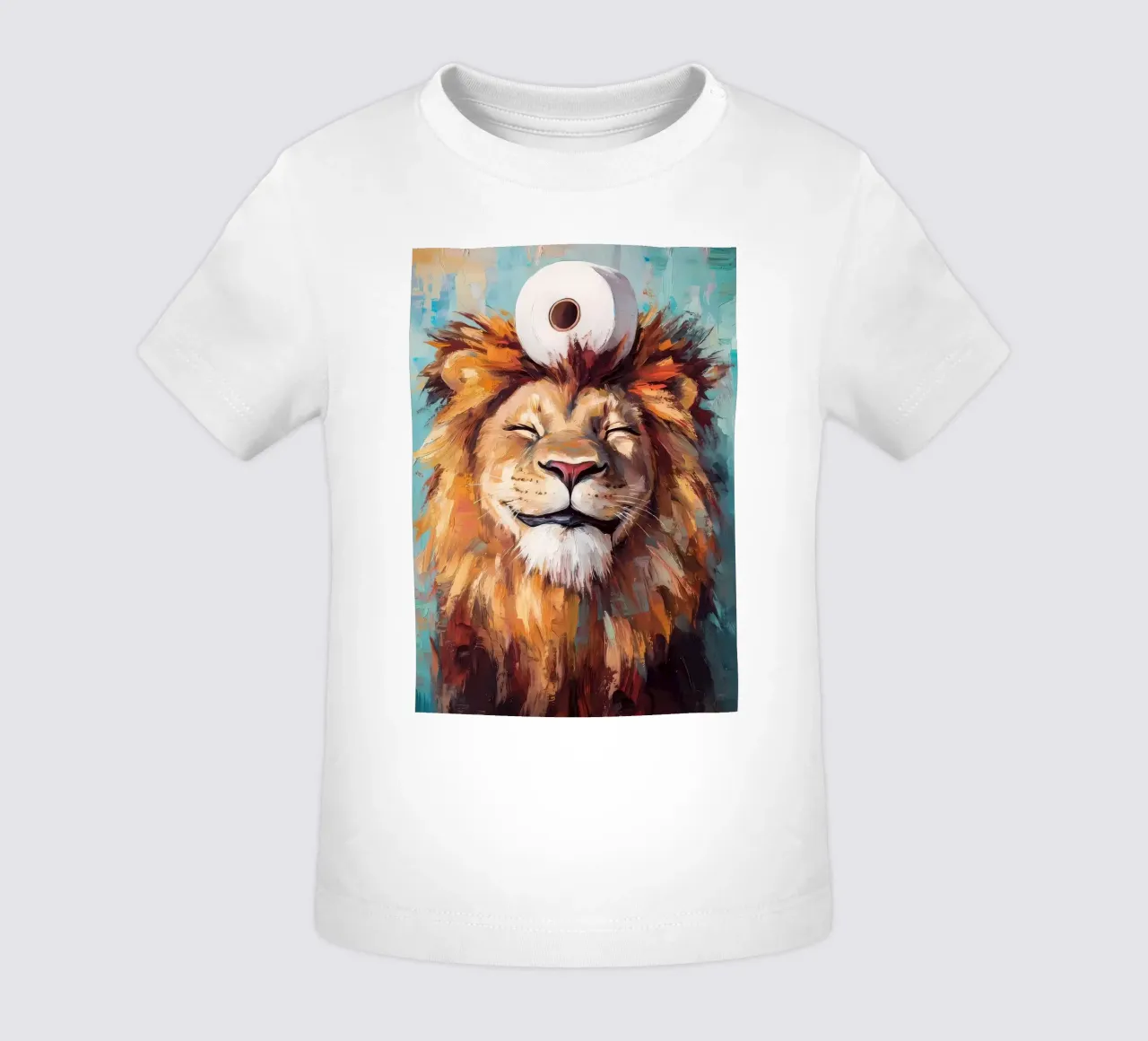 Lion with Toilet Paper baby t-shirt by Ginnery