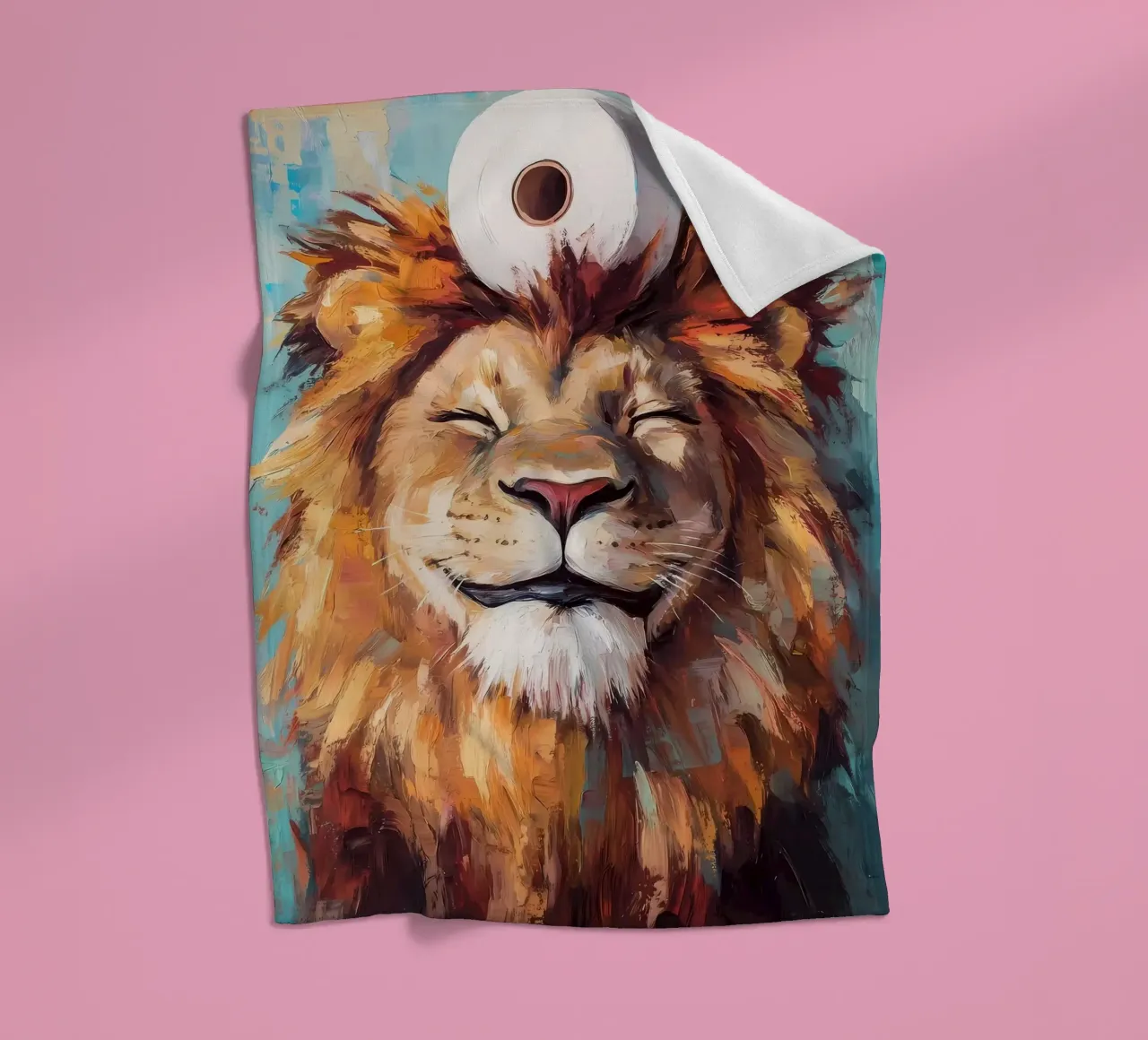 Löwe mit Toilettenpapier Fleecedecke von Ginnery