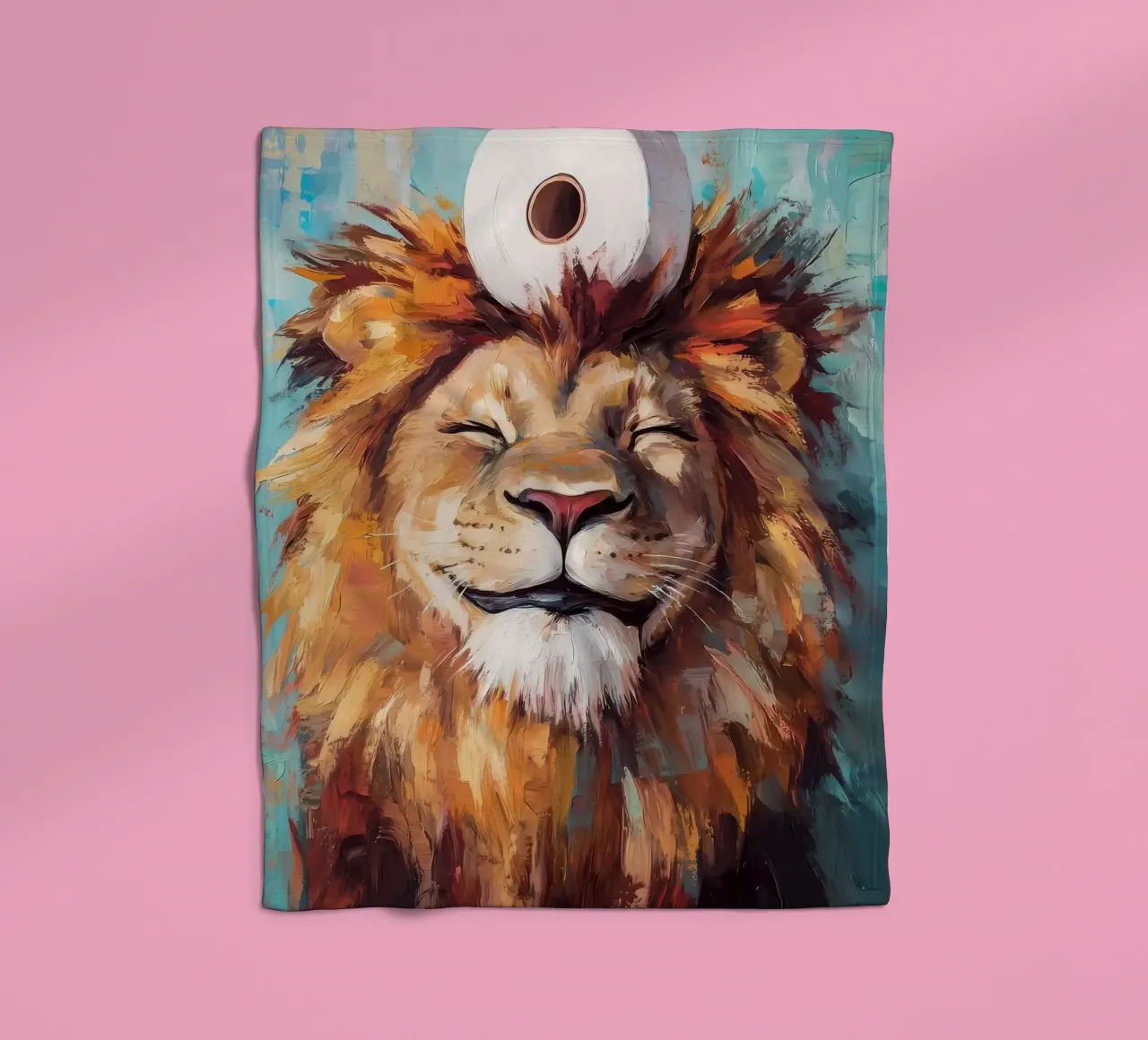 Löwe mit Toilettenpapier Fleecedecke von Ginnery