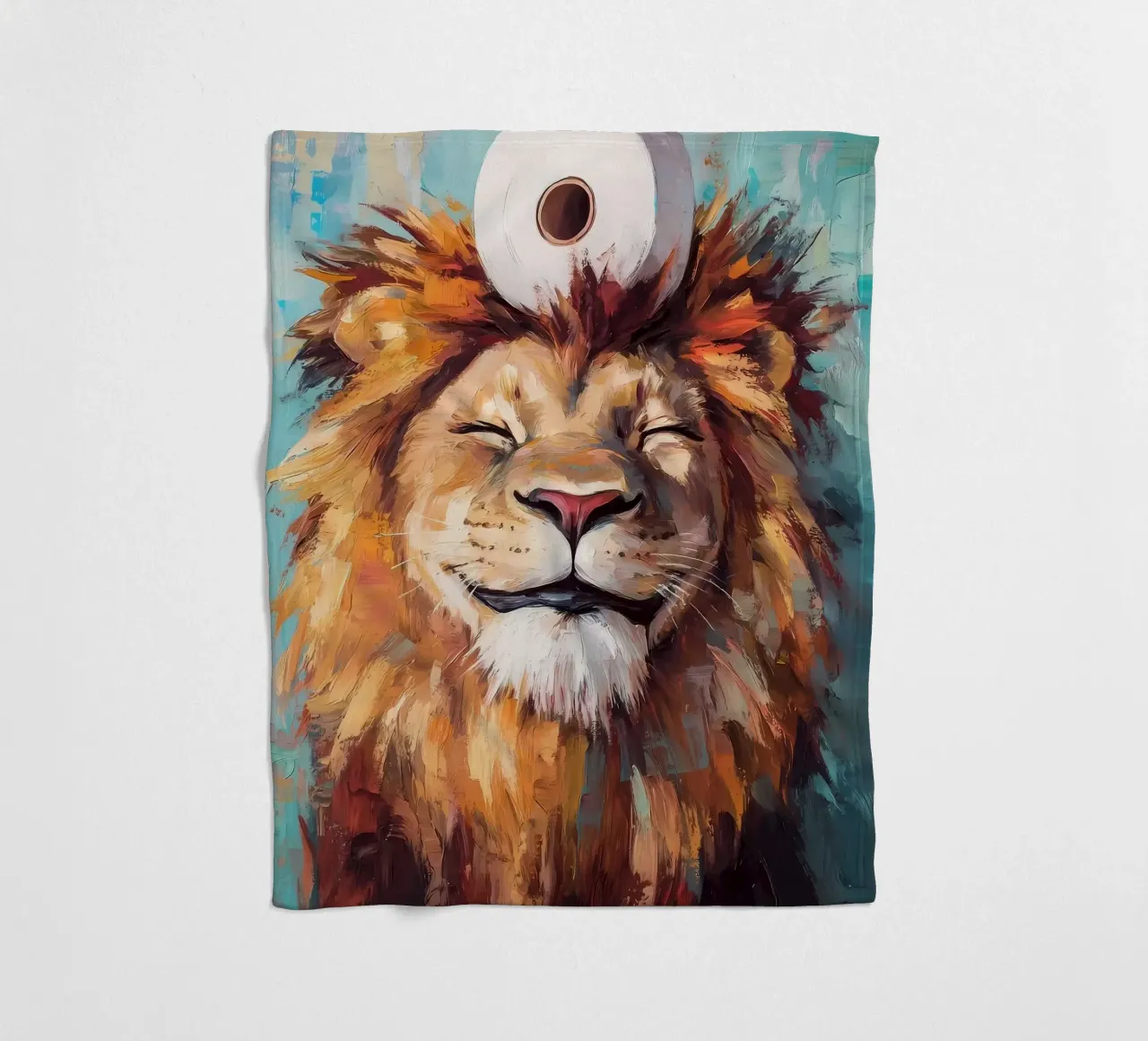 Löwe mit Toilettenpapier Fleecedecke von Ginnery