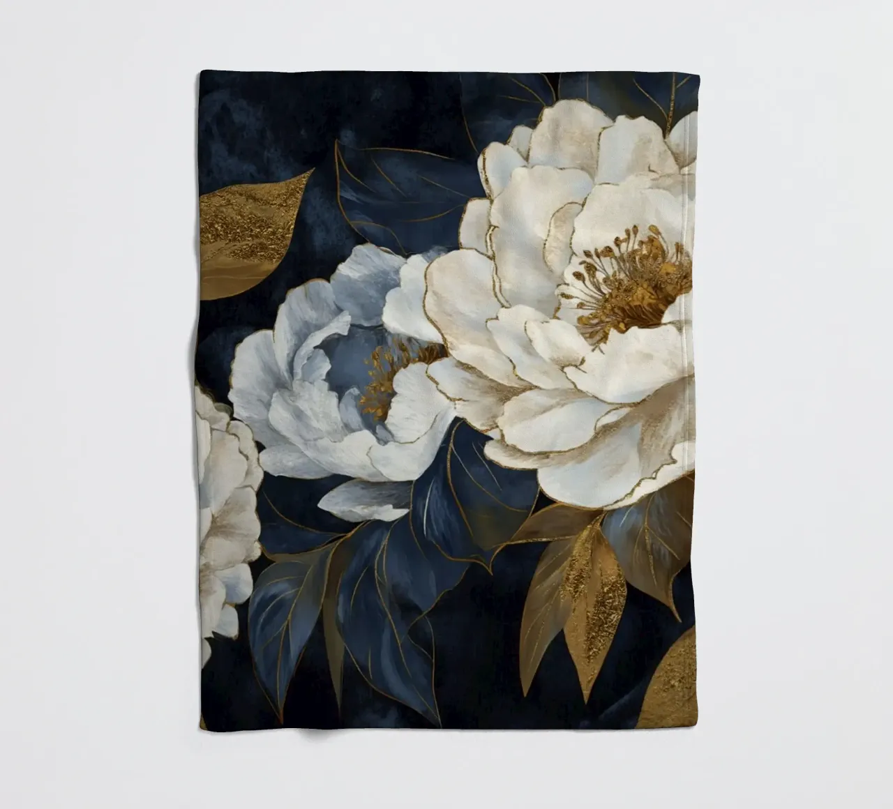 Vintage Botanical Night Charm fleece blanket by Modern Muse