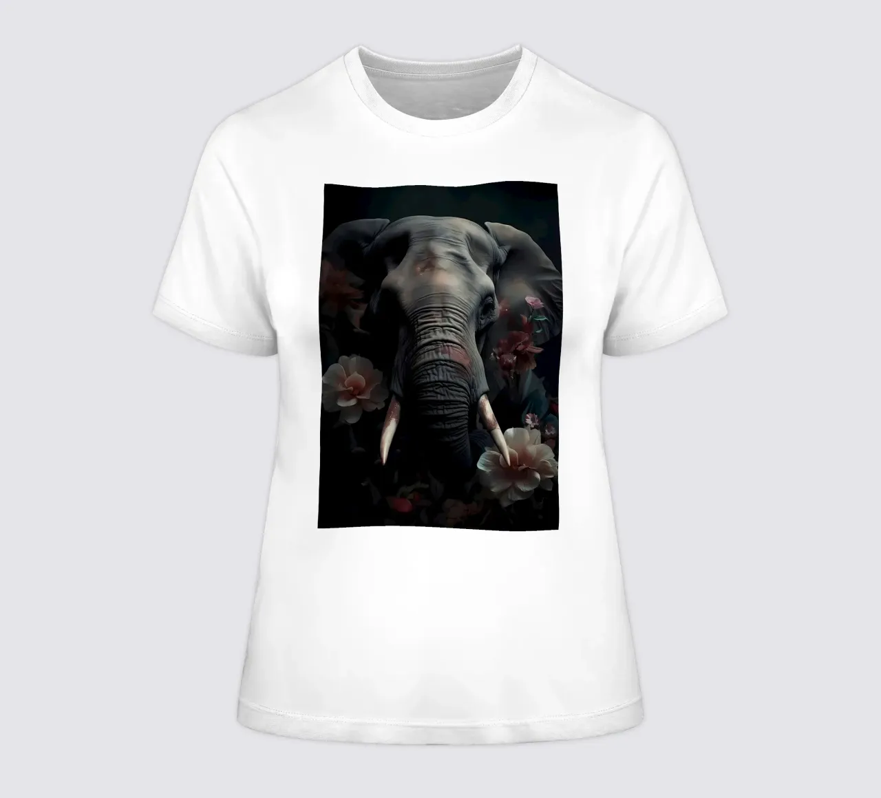 Elephant Portrait women's fitted t-shirt by Mikesell