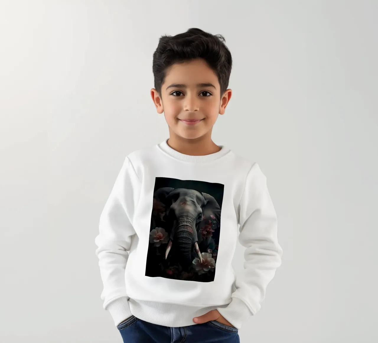 Elephant Portrait kids sweatshirt by Mikesell