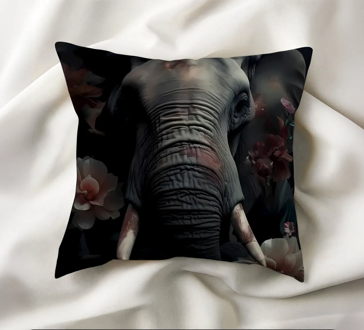 Elephant Portrait decorative cushion by Mikesell