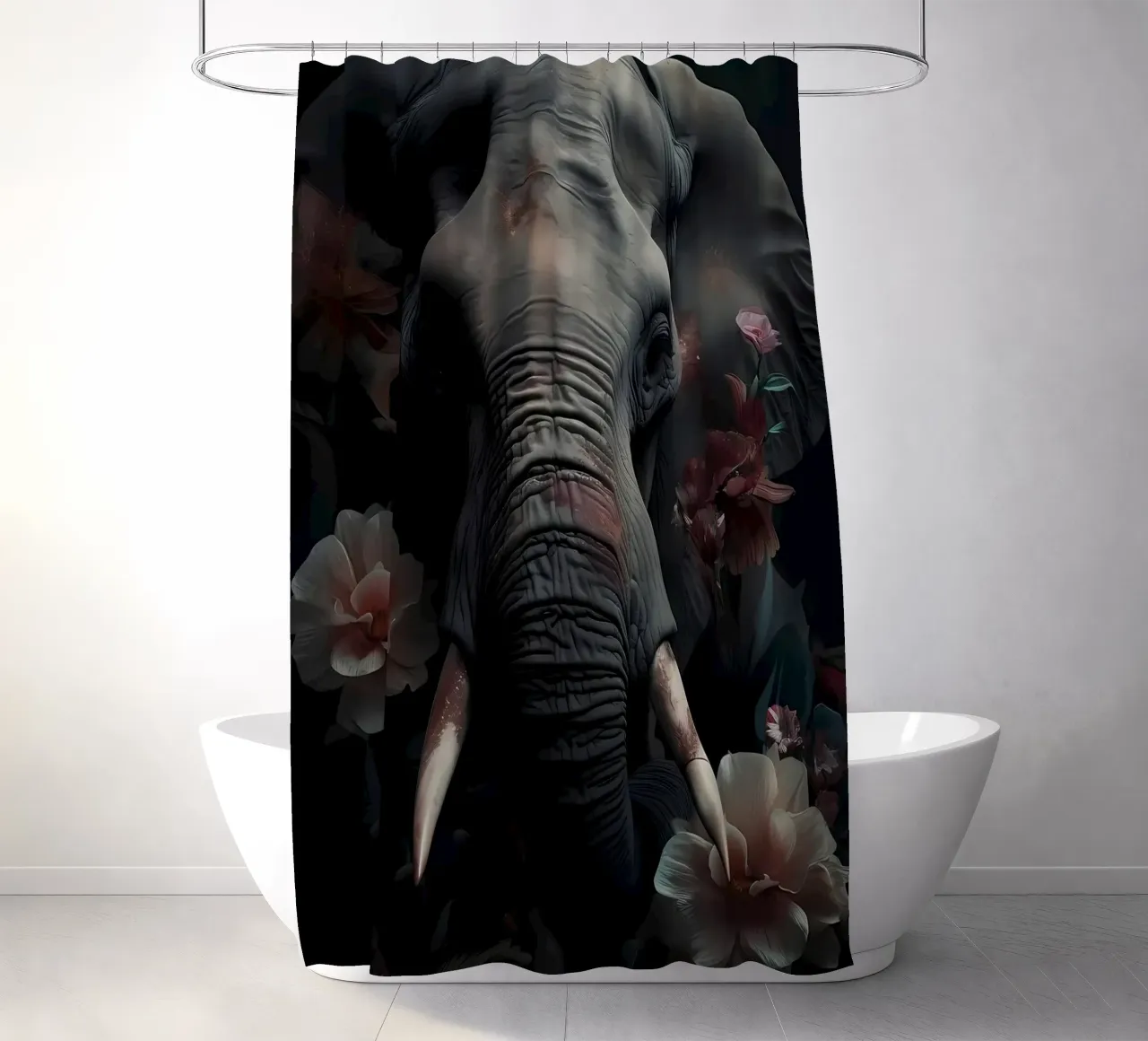 Elephant Portrait shower curtain by Mikesell