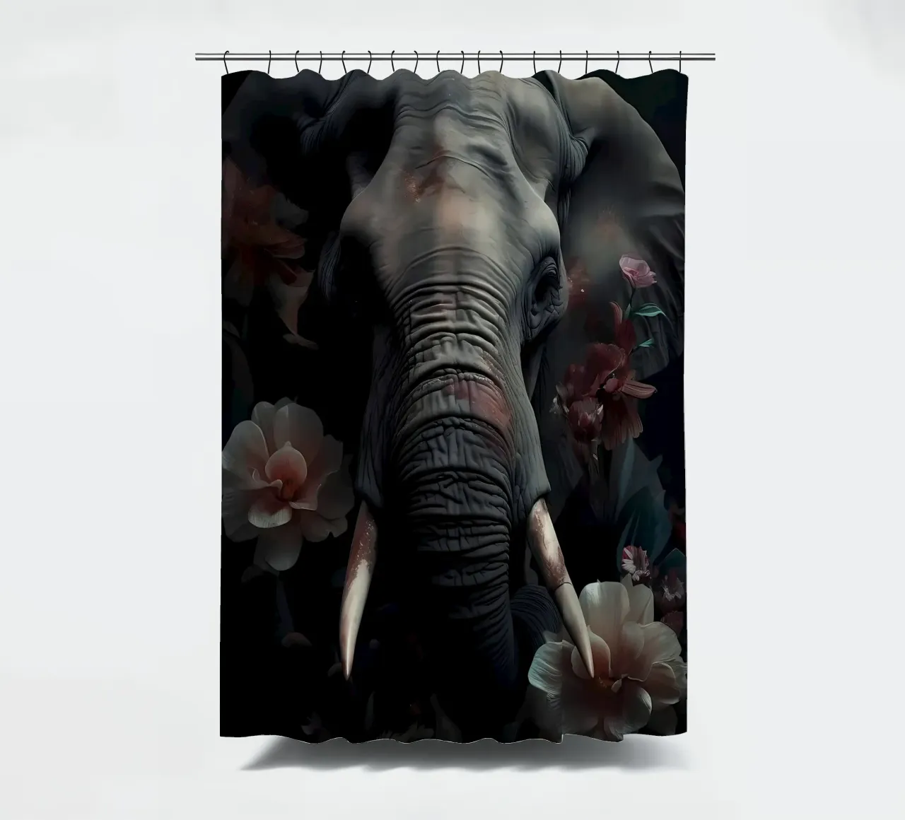 Elephant Portrait shower curtain by Mikesell