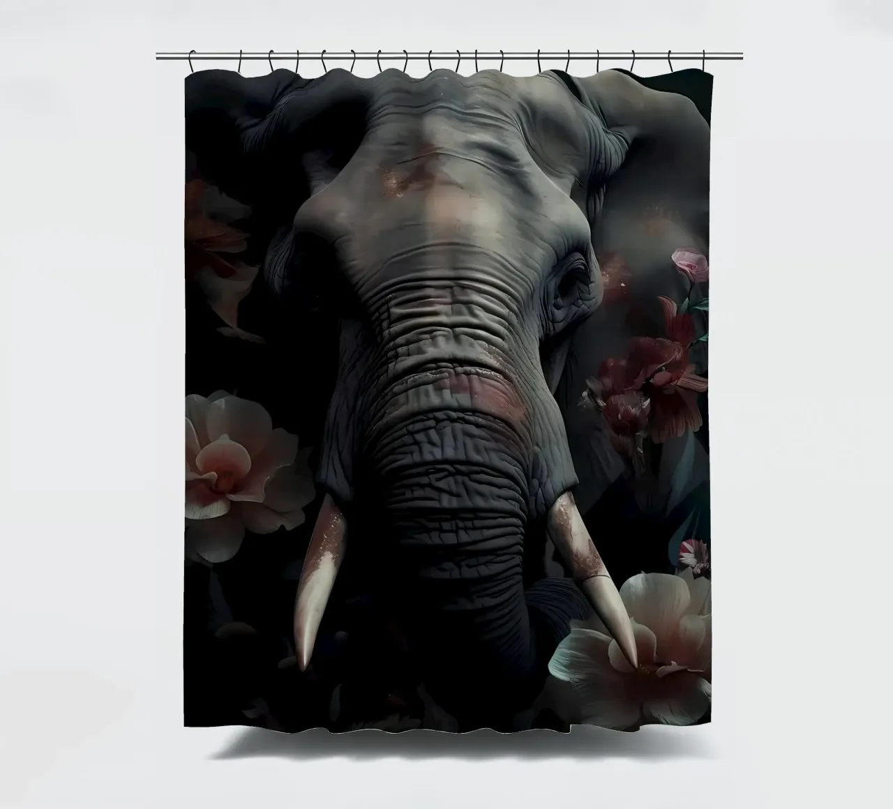 Elephant Portrait shower curtain by Mikesell