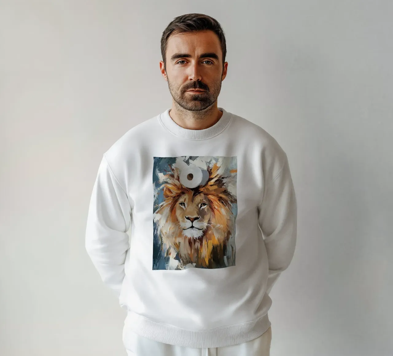 Leone con corona di carta igienica felpa da Ginnery