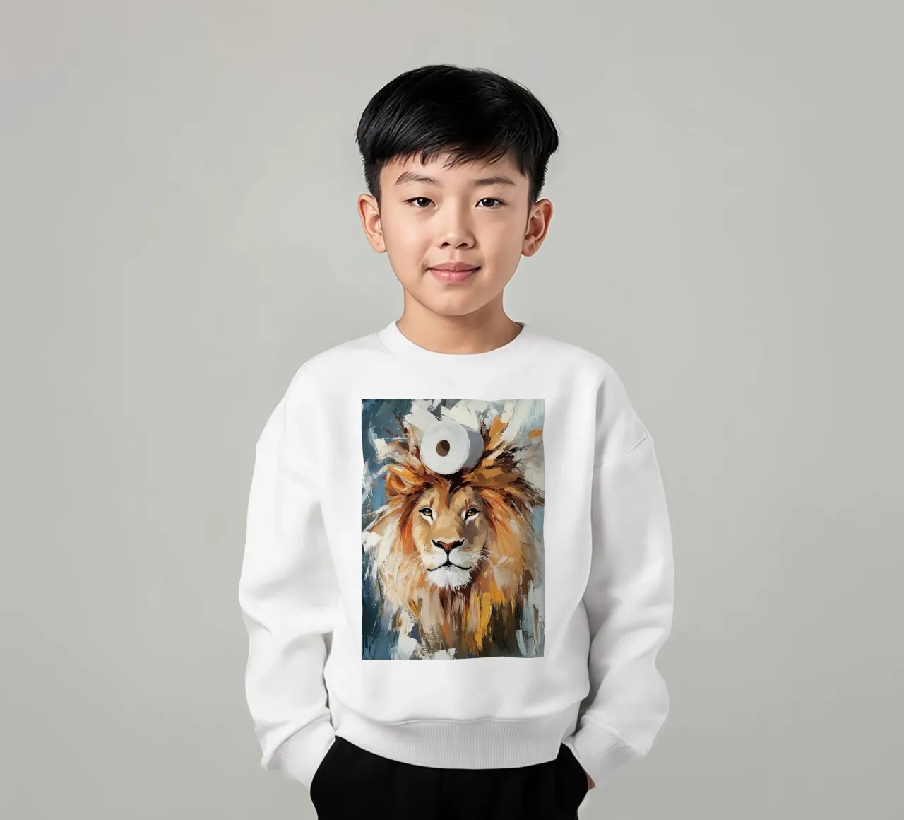 Leone con corona di carta igienica felpa bambino da Ginnery