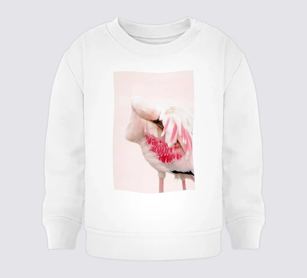 Flamingo Pink baby sweatshirt by Ingrid Beddoes