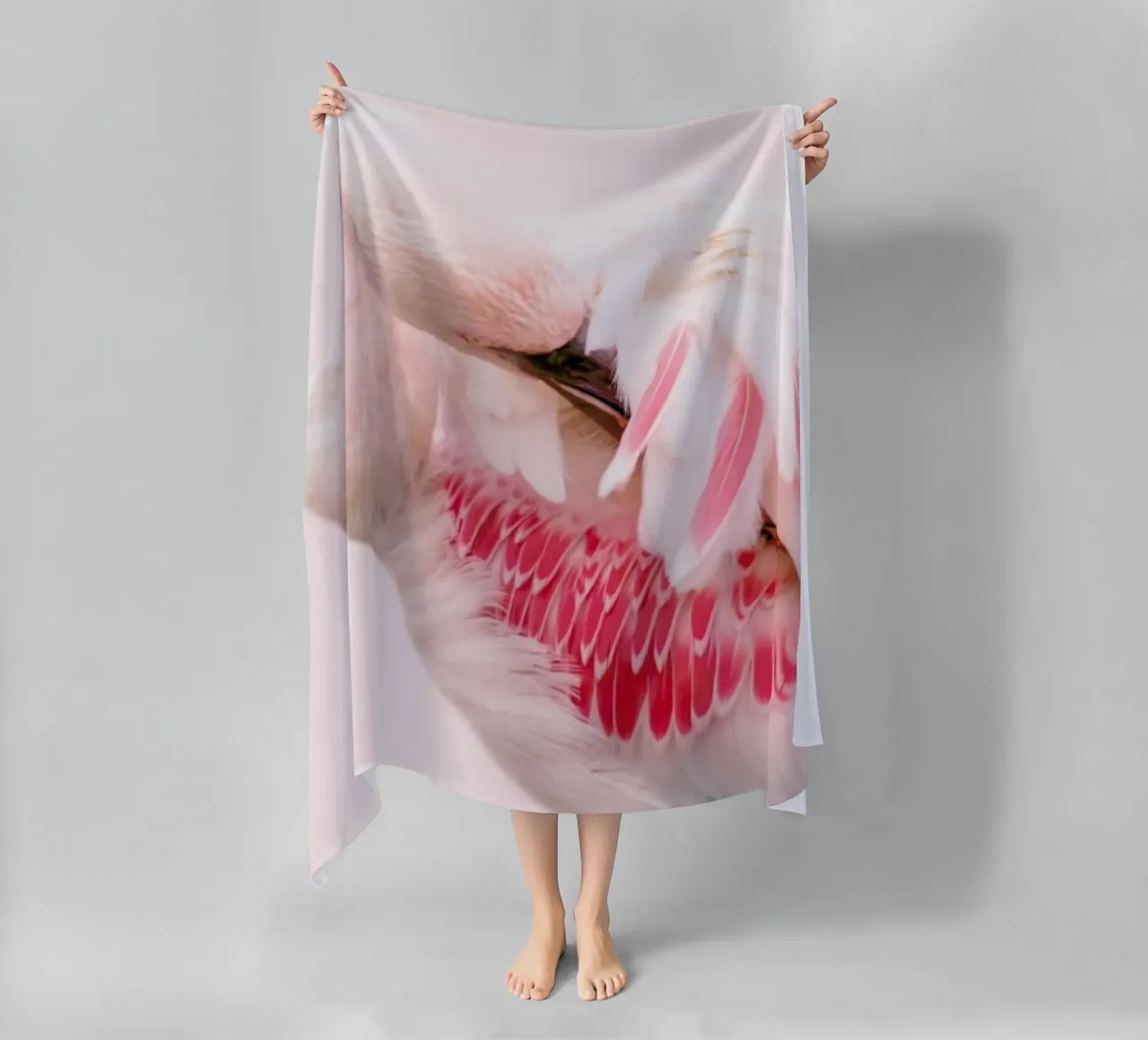 Flamingo Pink beach towel by Ingrid Beddoes
