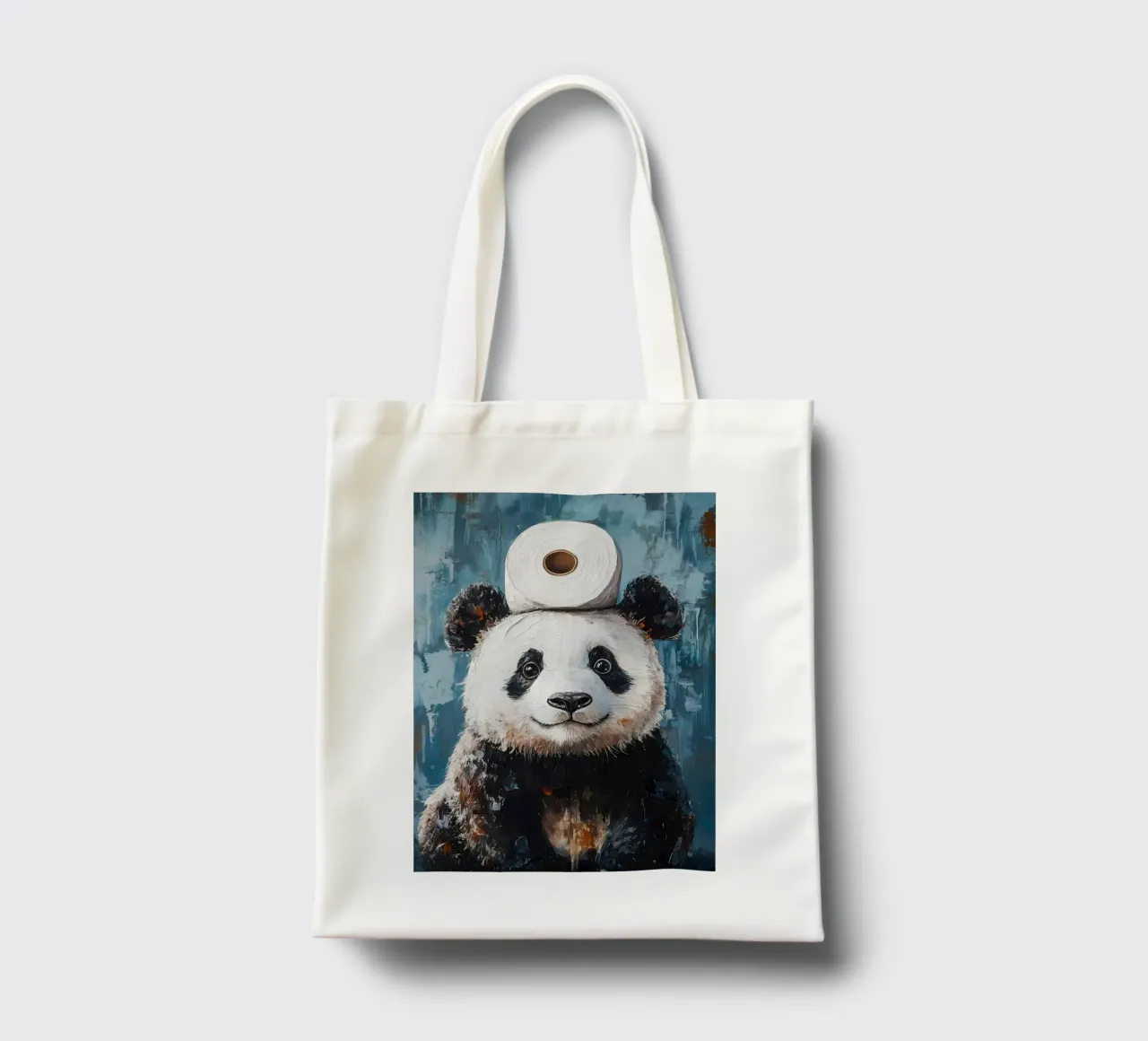 Panda with Toilet Paper tote bag by Ginnery