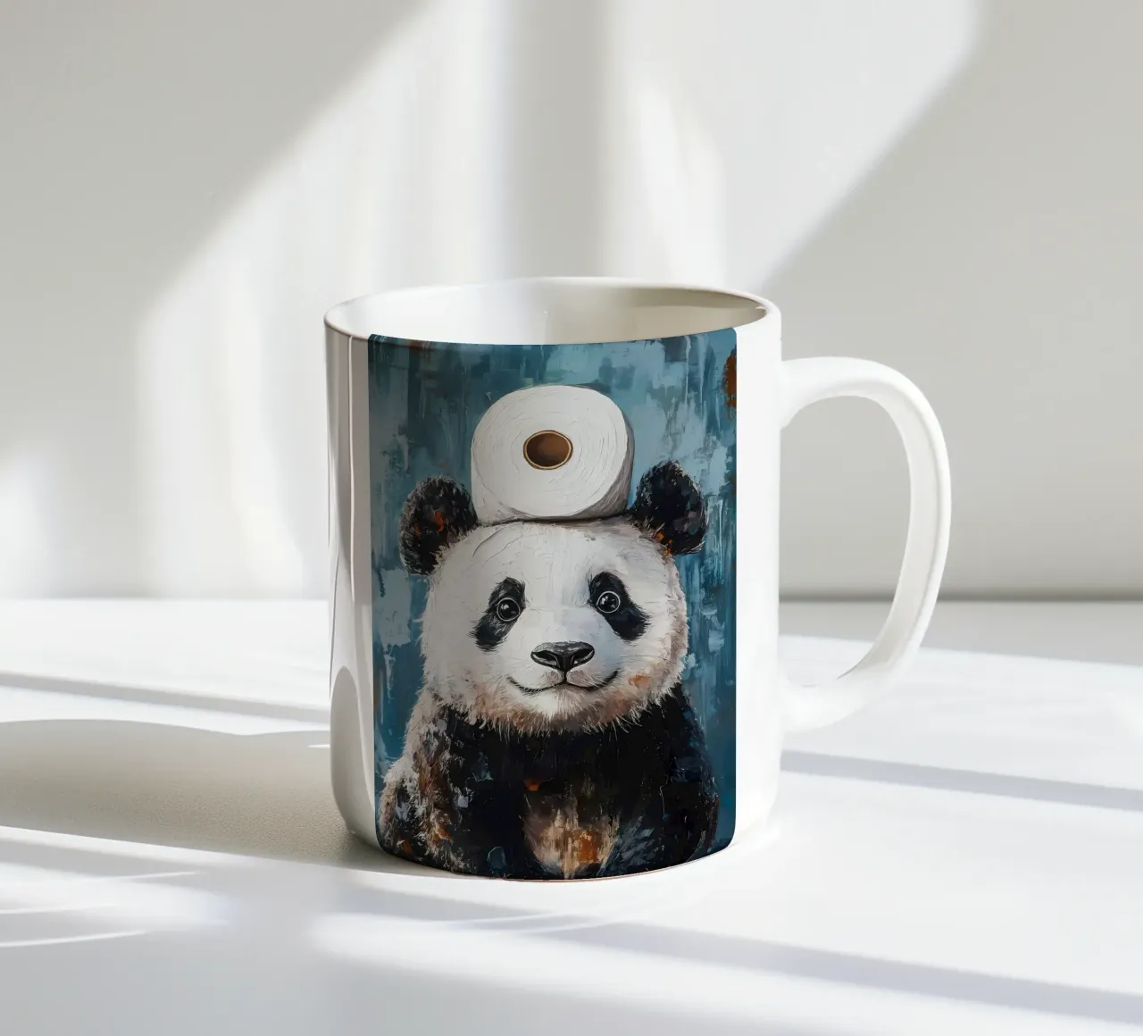Panda con carta igienica tazza in ceramica da Ginnery