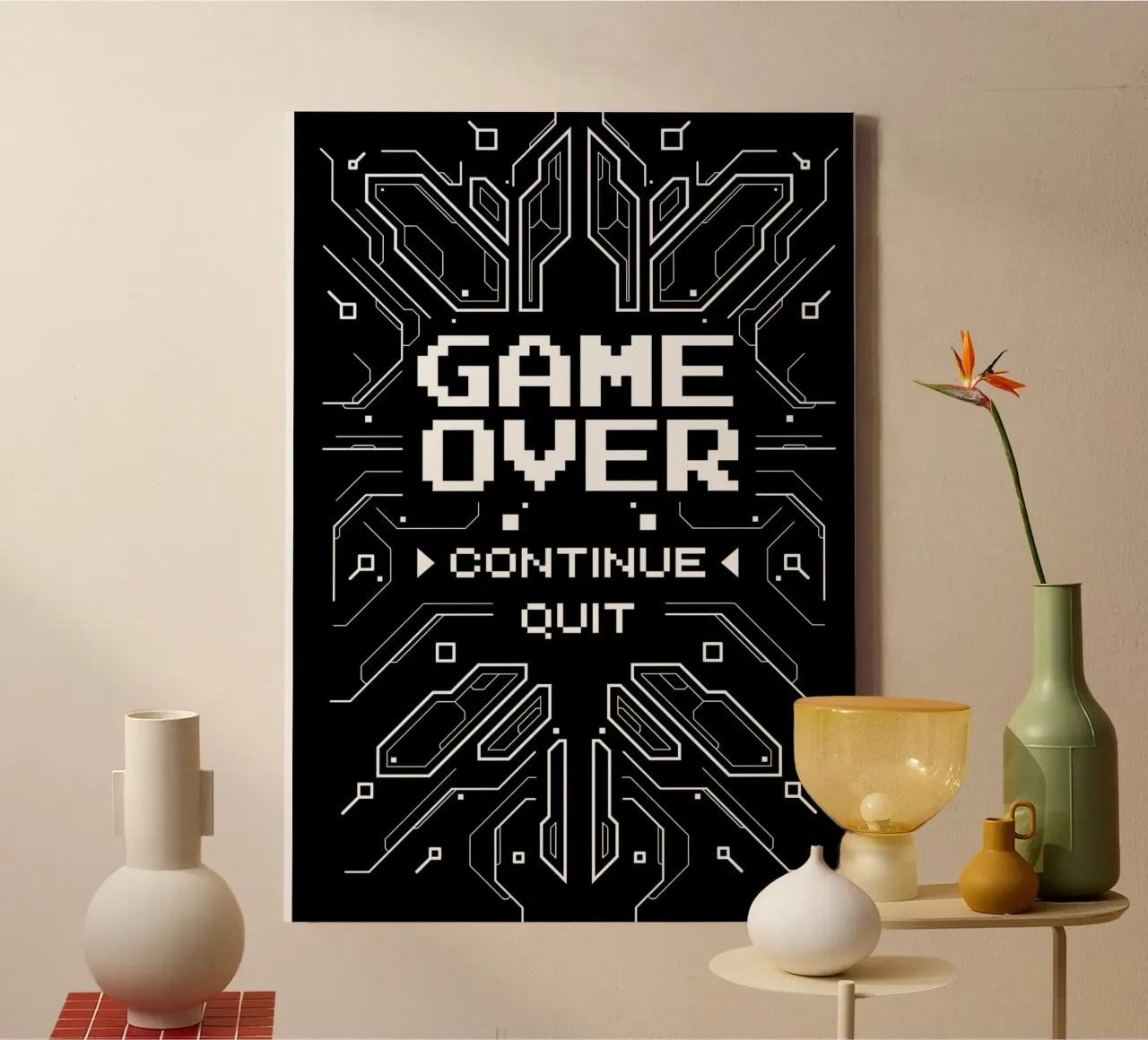 Game over canvas met Baklijst van Delaplane