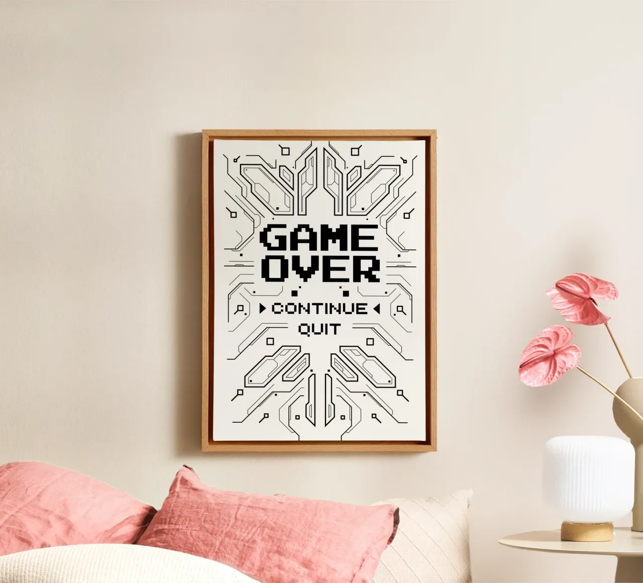 Game Over canvas with Floater frame by Delaplane