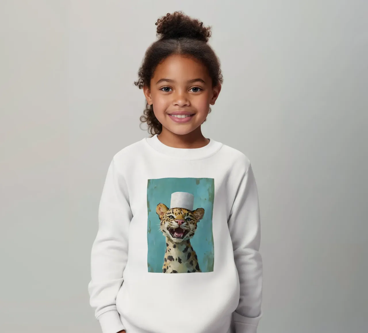 Leopardo con cappello di carta igienica felpa bambino da Ginnery