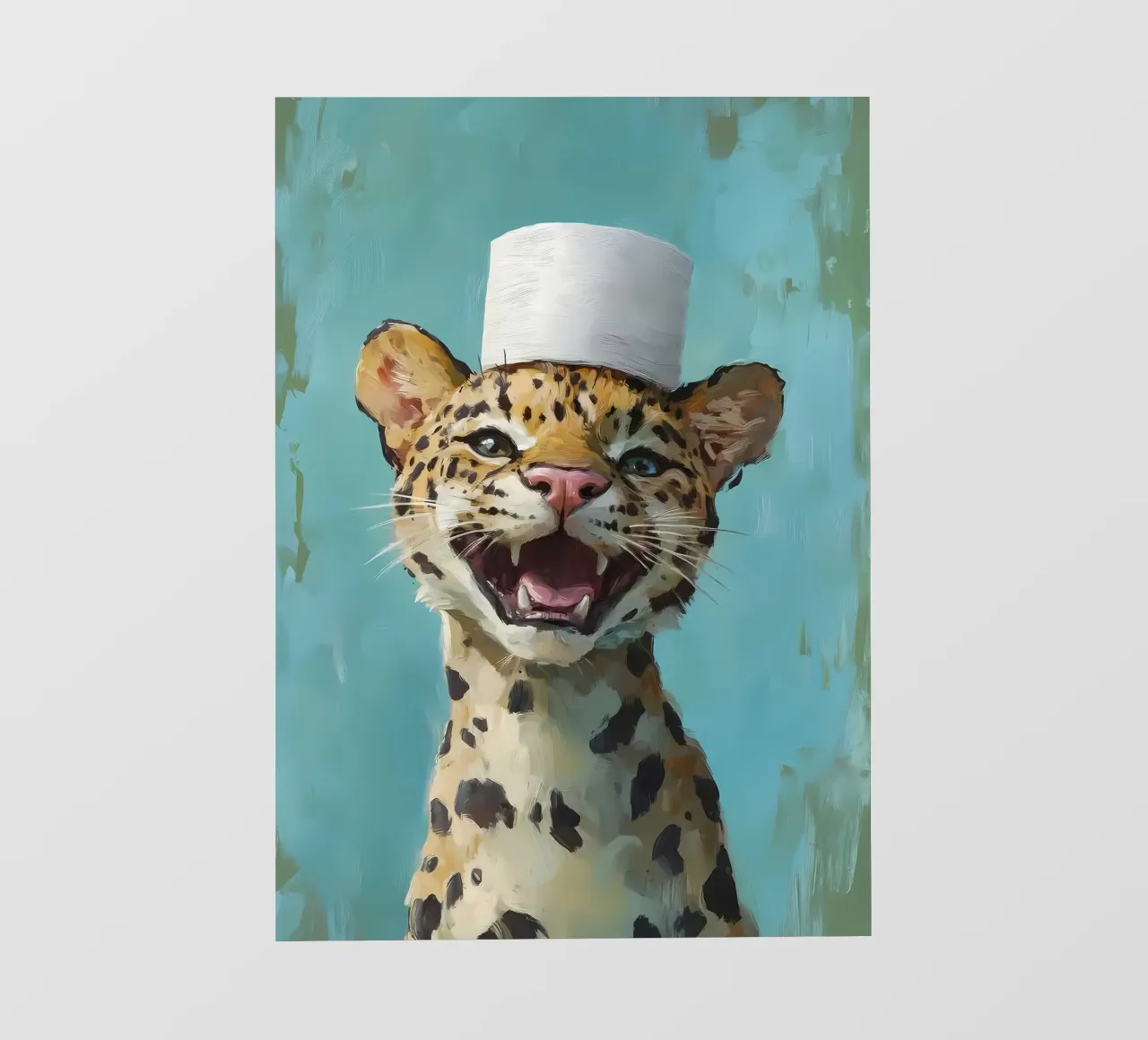 Leopardo con cappello di carta igienica telo in pvc da Ginnery