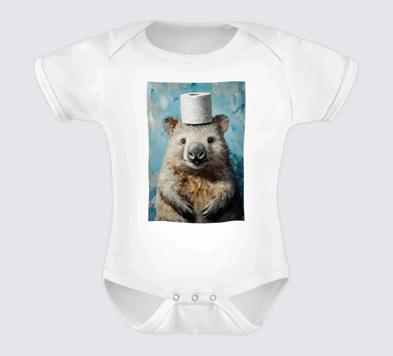 Wombat met wc-hoed babyrompertje korte mouwen van Ginnery