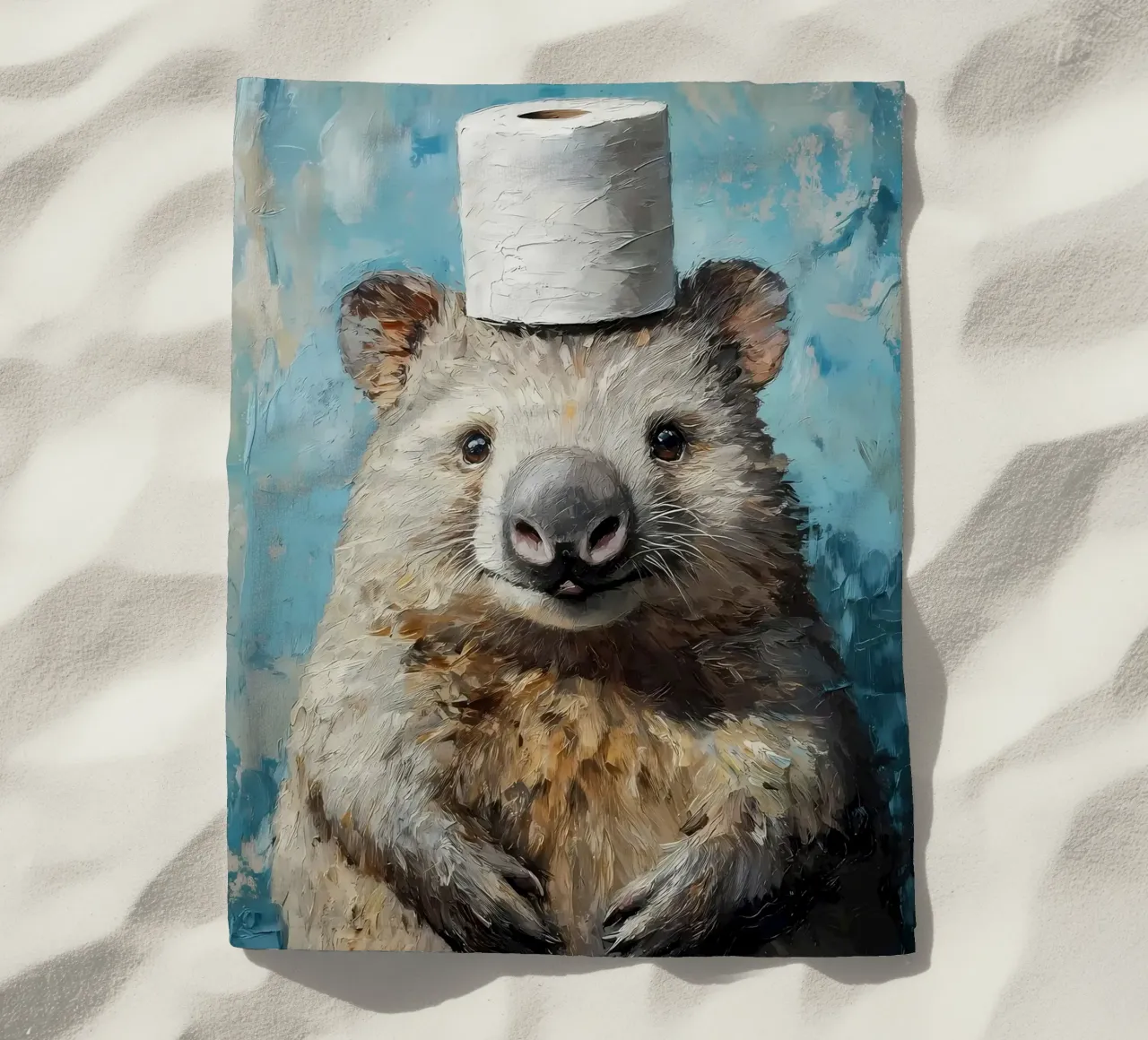 Wombat met wc-hoed strandhanddoek van Ginnery