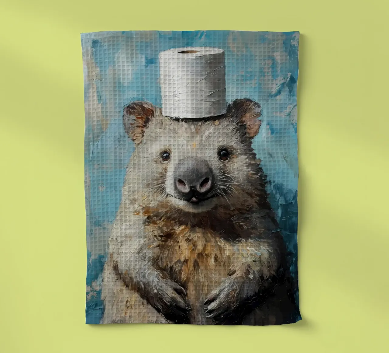 Wombat met wc-hoed theedoek van Ginnery
