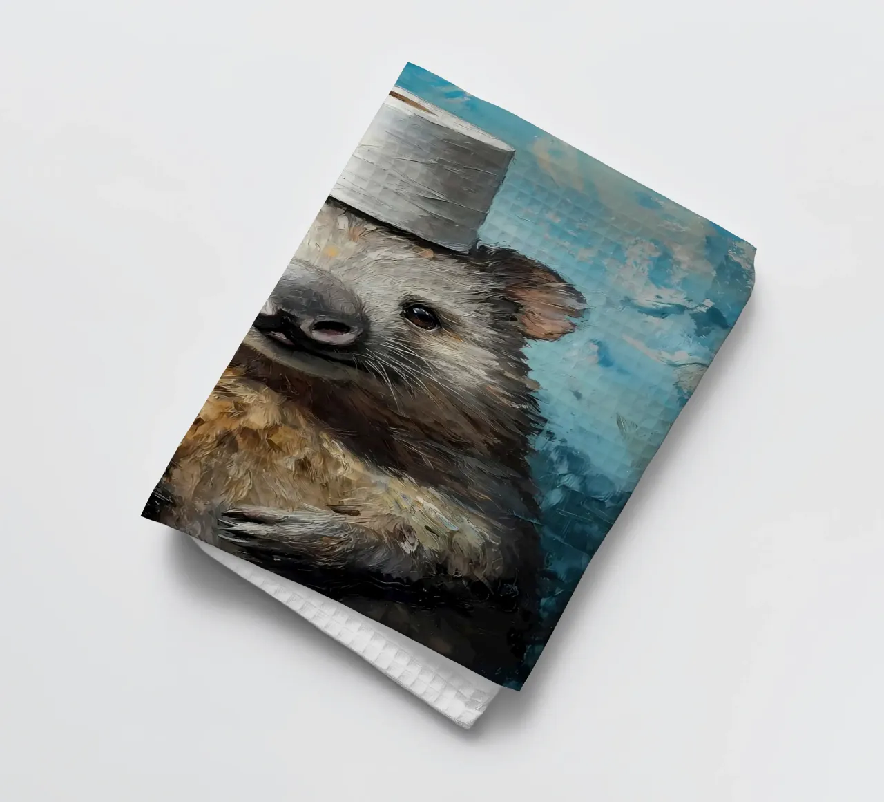 Wombat met wc-hoed theedoek van Ginnery