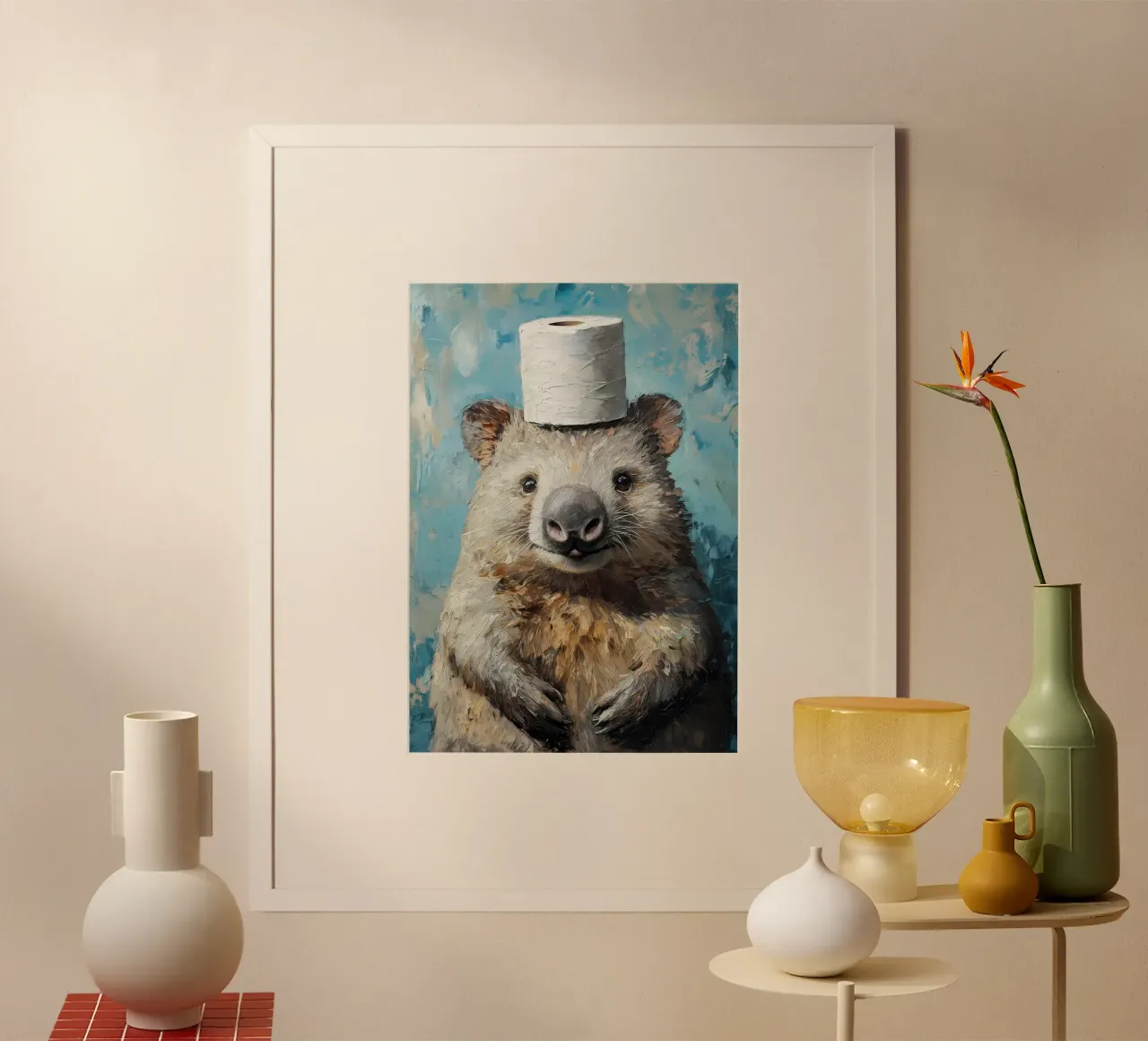 Wombat met wc-hoed hahnemühle van Ginnery