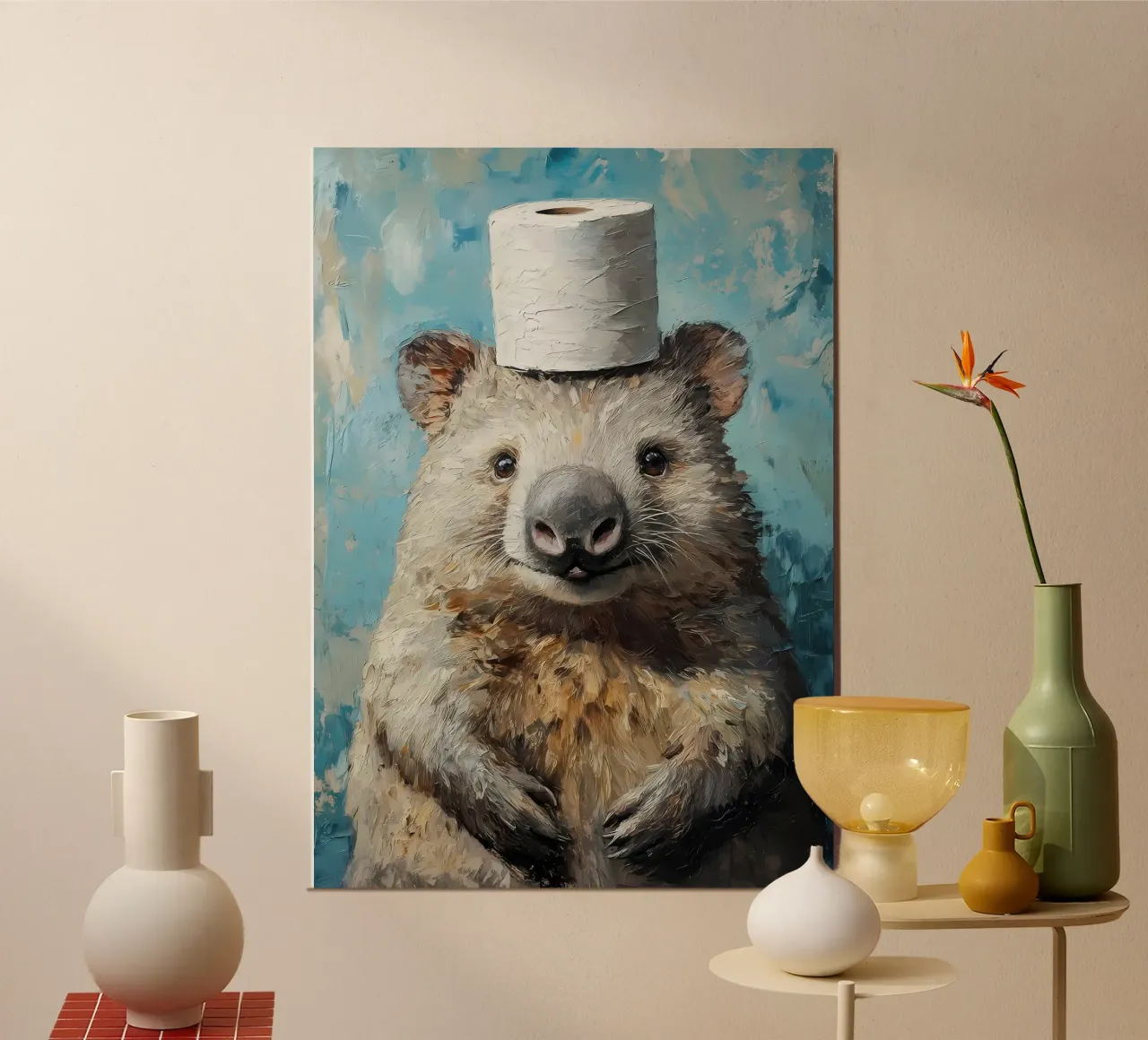 Wombat met wc-hoed hahnemühle van Ginnery